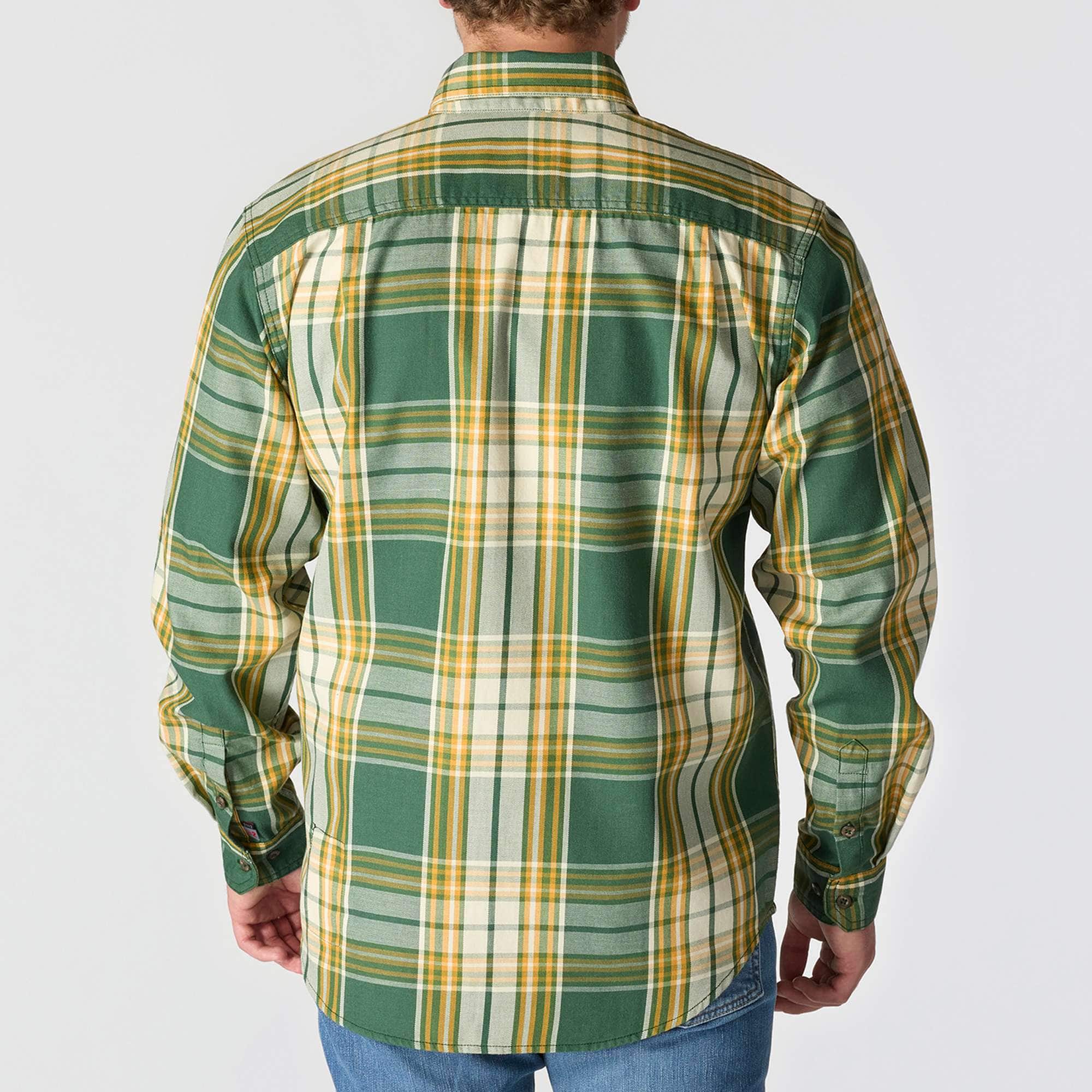 Men's fr loose fit long sleeve twill plaid shirt - flame resistant shirts 