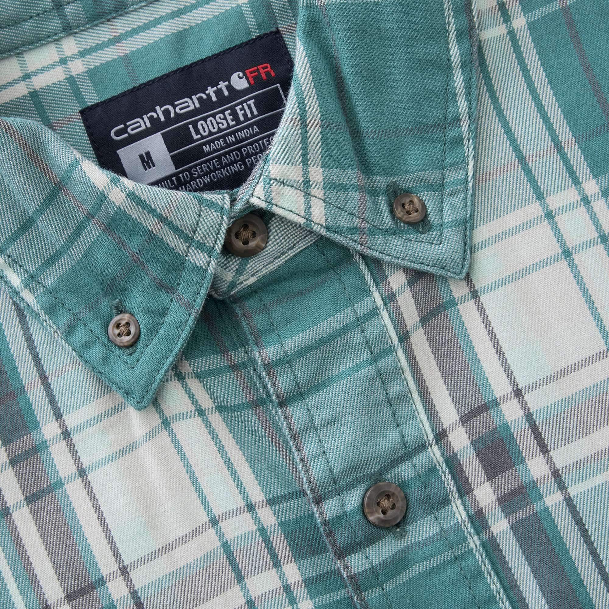 Men's fr loose fit long sleeve twill plaid shirt - flame resistant shirts 