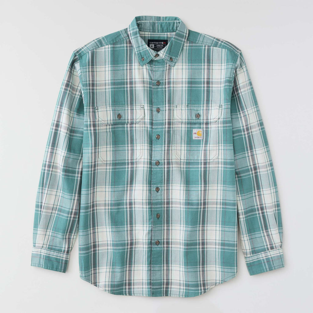 Men's fr loose fit long sleeve twill plaid shirt - flame resistant shirts 