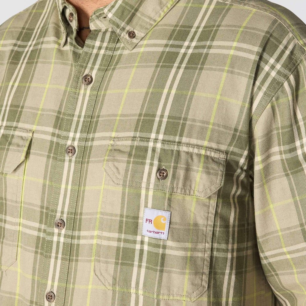 Men's fr loose fit long sleeve twill plaid shirt - flame resistant shirts 