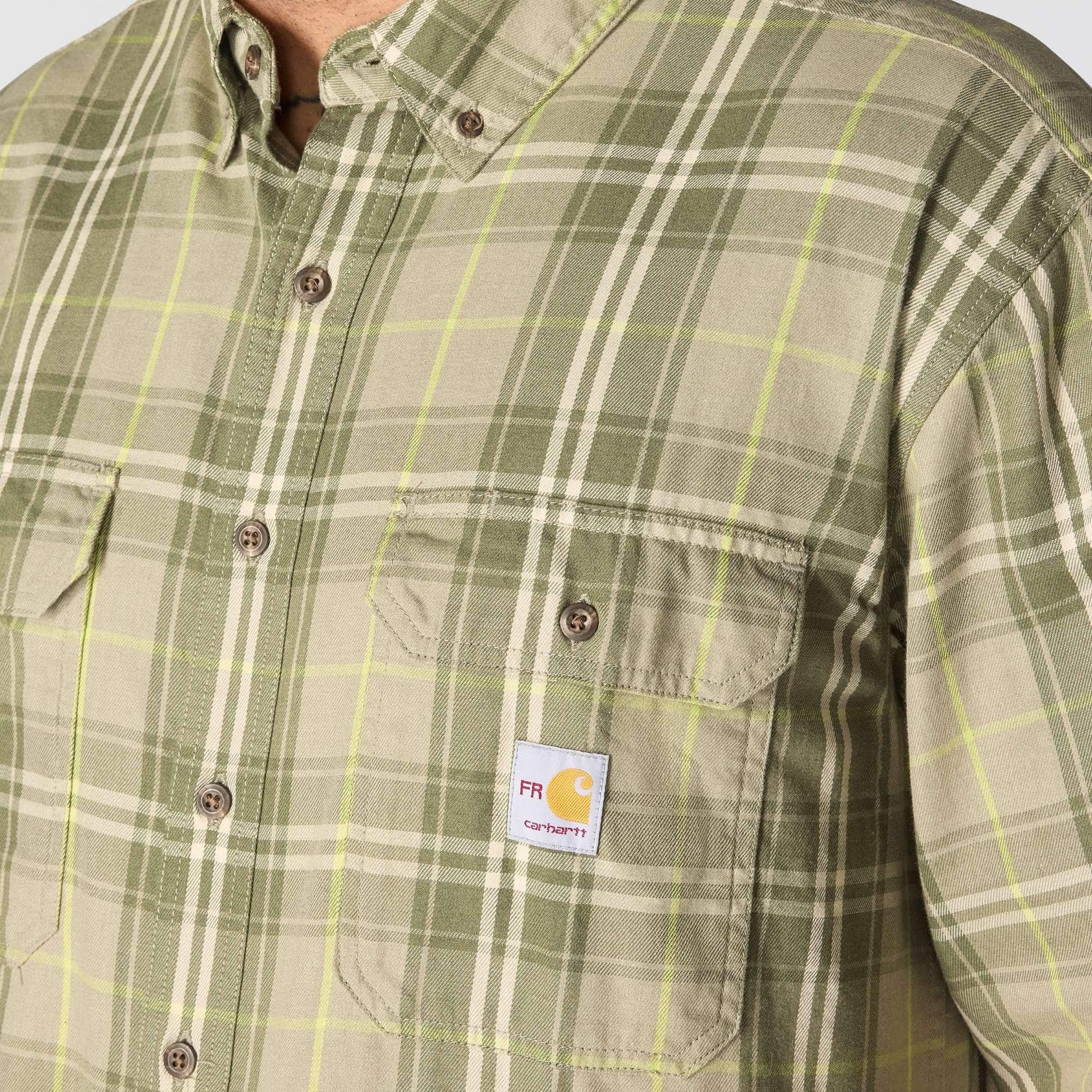 Men's fr loose fit long sleeve twill plaid shirt - flame resistant shirts 