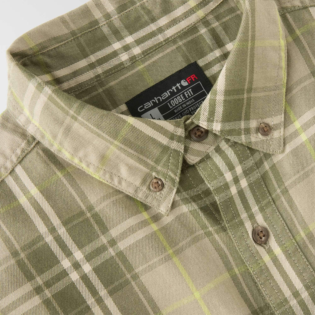 Men's fr loose fit long sleeve twill plaid shirt - flame resistant shirts 