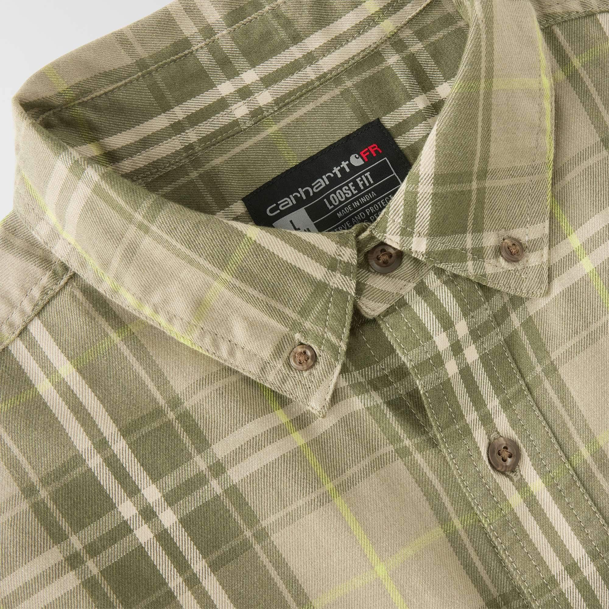 Men's fr loose fit long sleeve twill plaid shirt - flame resistant shirts 