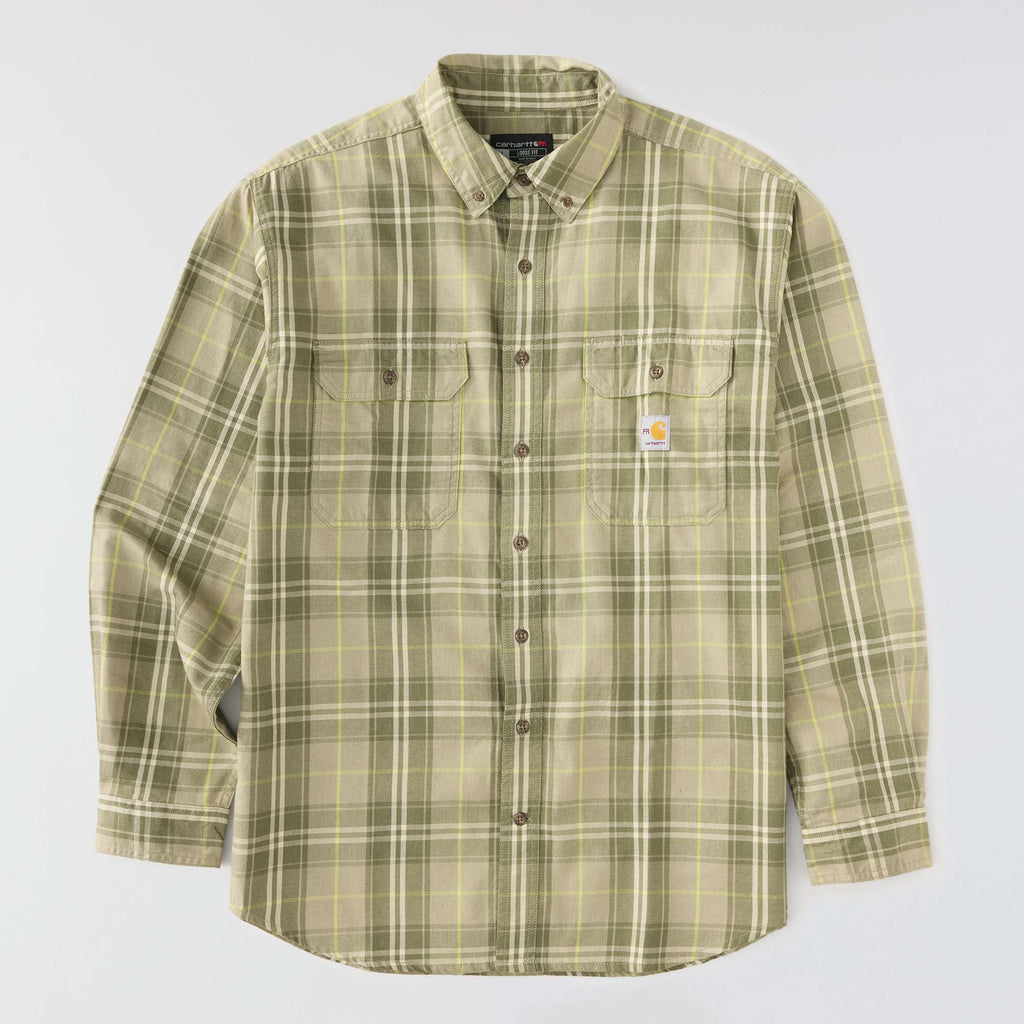 Men's fr loose fit long sleeve twill plaid shirt - flame resistant shirts 