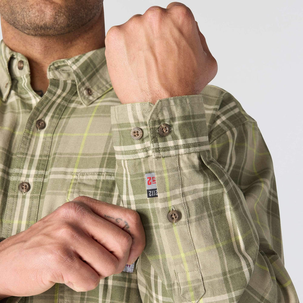 Men's fr loose fit long sleeve twill plaid shirt - flame resistant shirts 