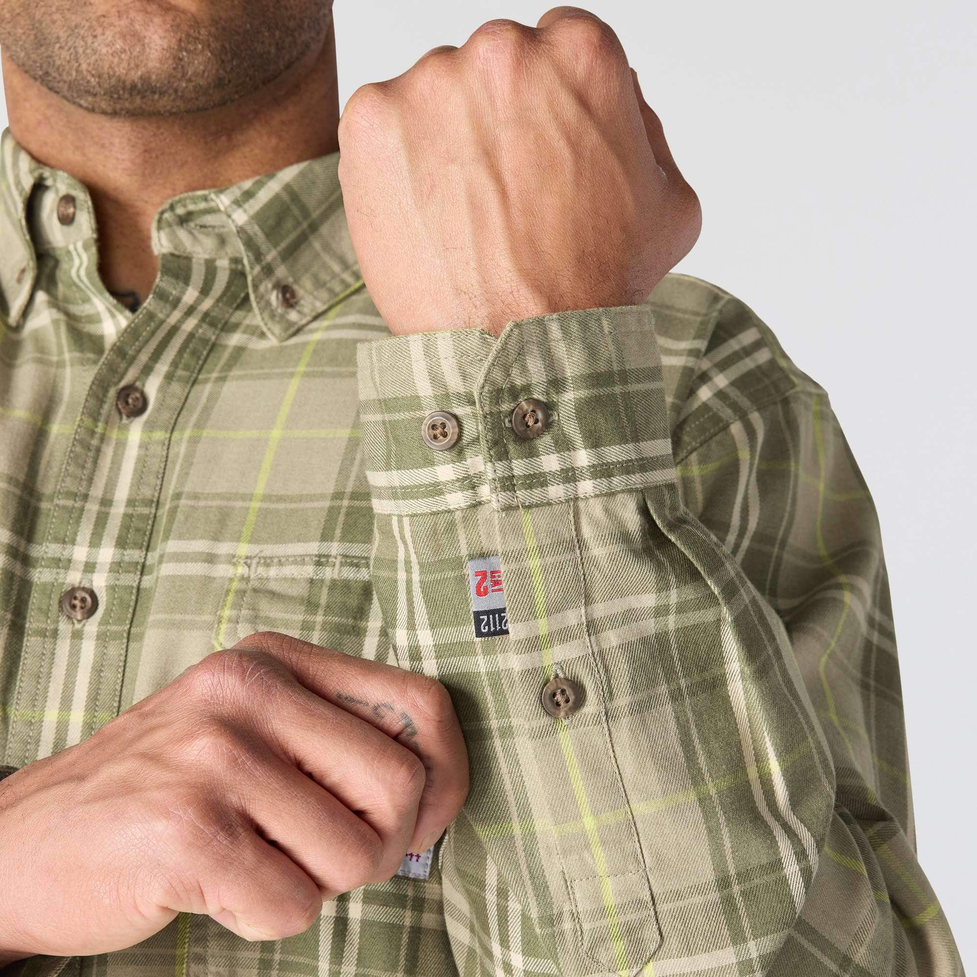 Men's fr loose fit long sleeve twill plaid shirt - flame resistant shirts 