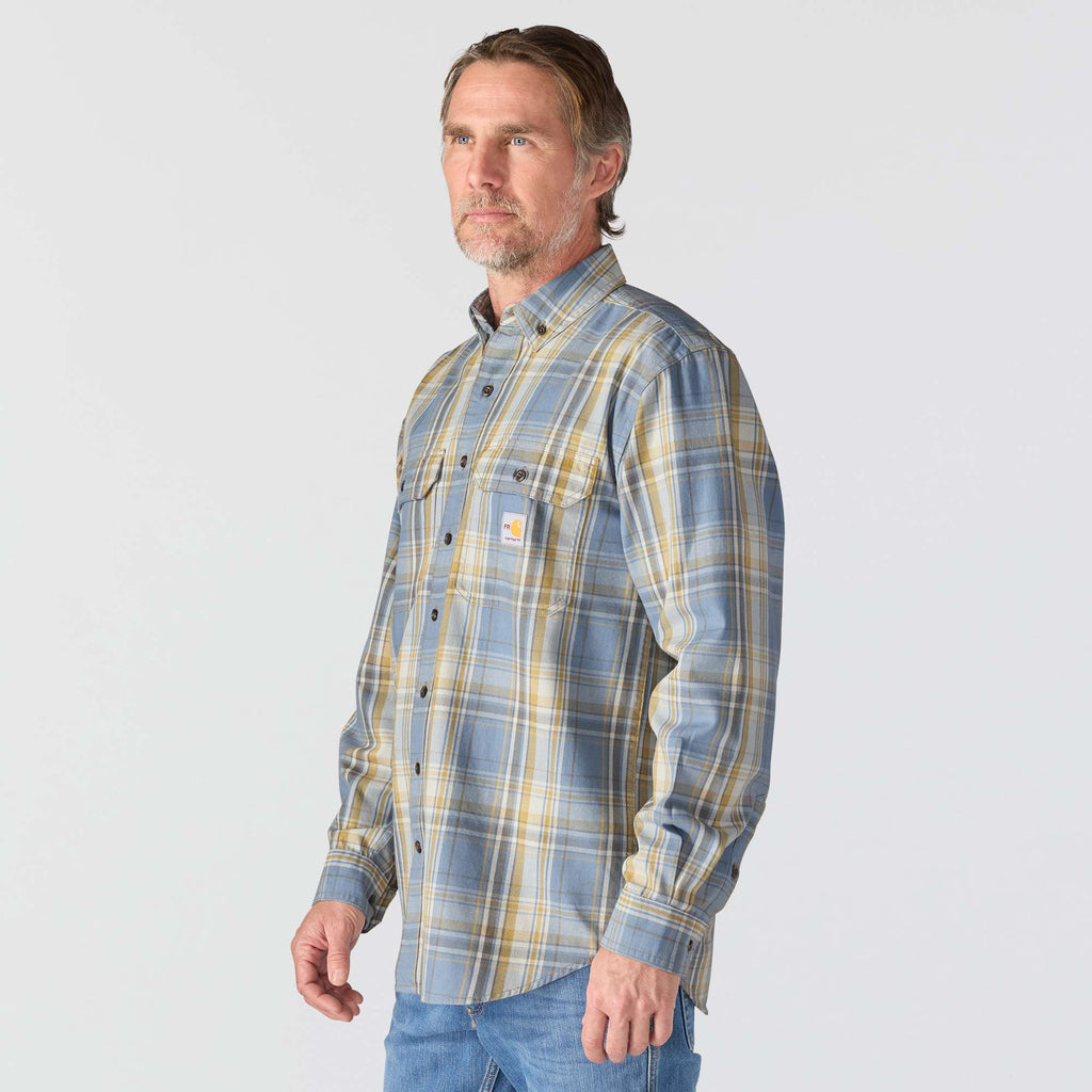 Men's fr loose fit long sleeve twill plaid shirt - flame resistant shirts 