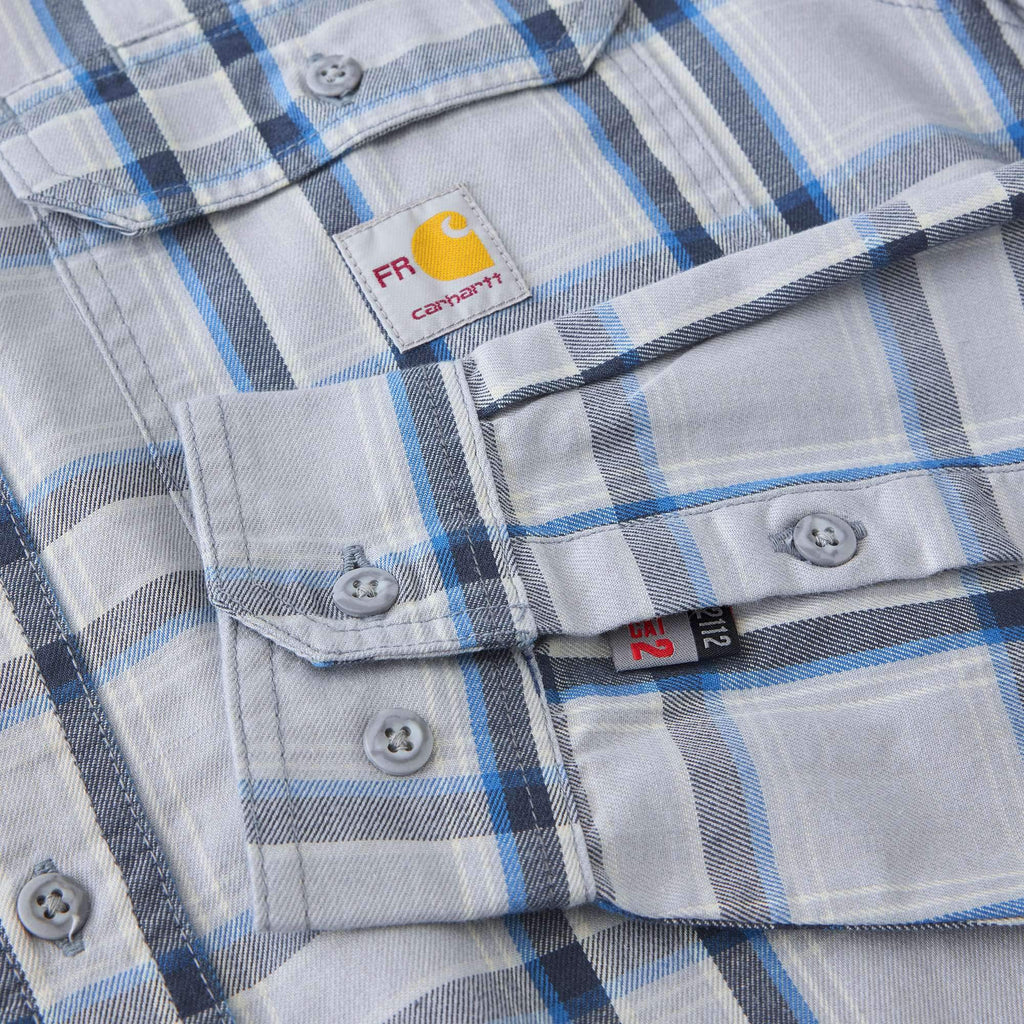 Men's fr loose fit long sleeve twill plaid shirt - flame resistant shirts 