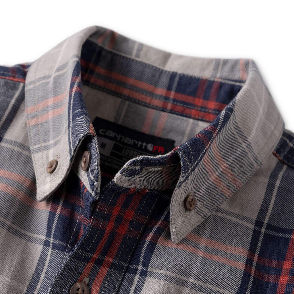 Men's fr loose fit long sleeve twill plaid shirt - flame resistant shirts 