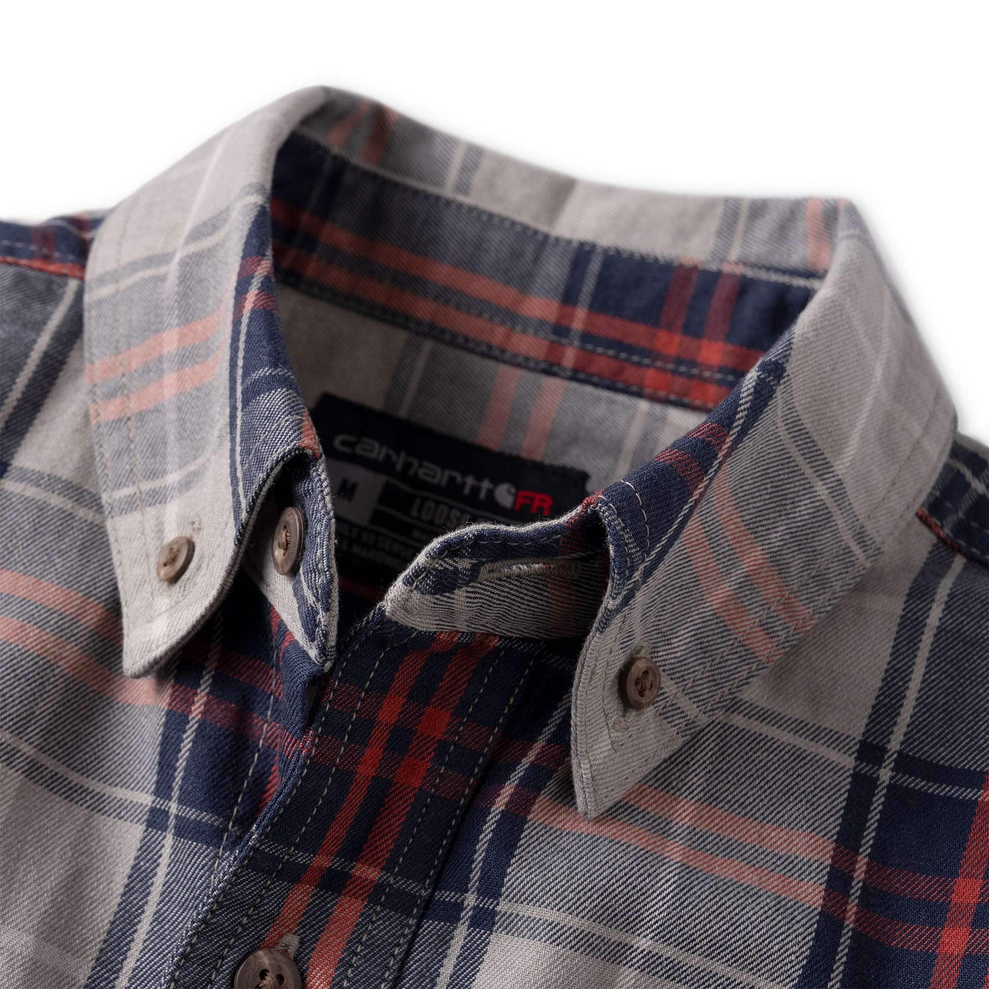 Men's fr loose fit long sleeve twill plaid shirt - flame resistant shirts 