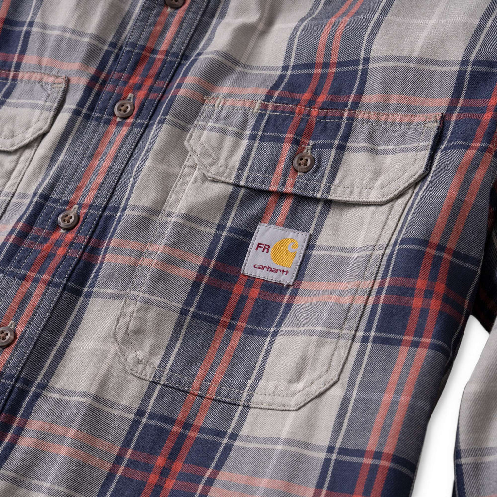 Men's fr loose fit long sleeve twill plaid shirt - flame resistant shirts 