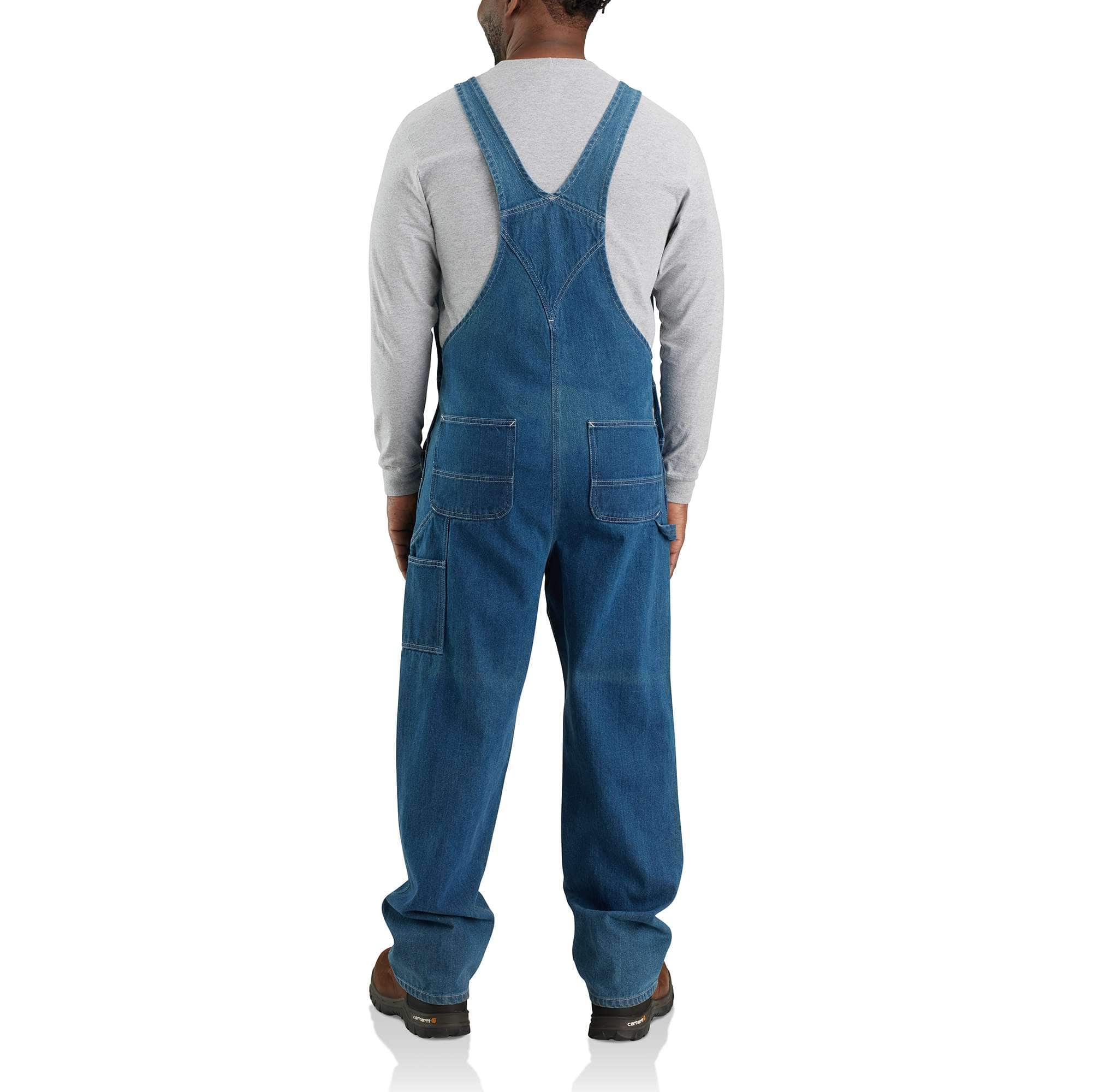 Men's loose fit denim overalls