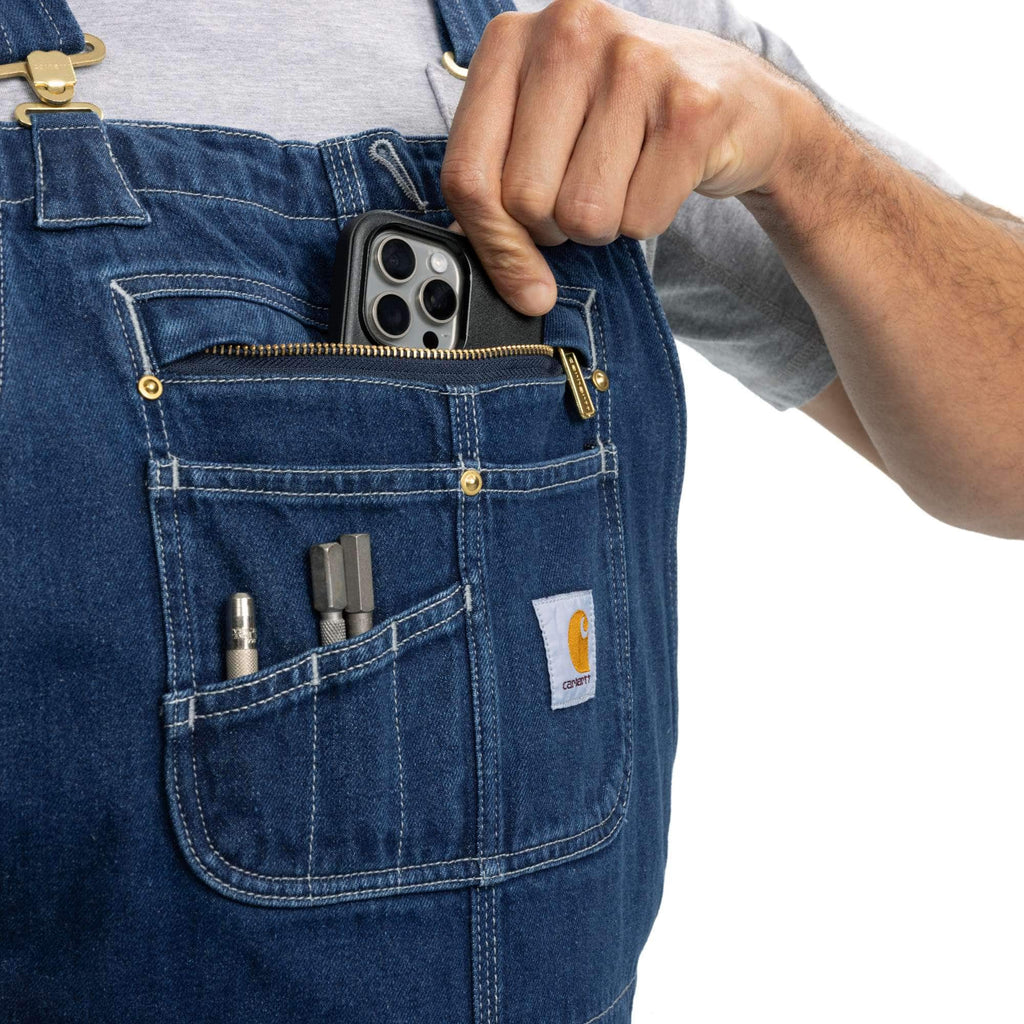 Men's loose fit denim overalls