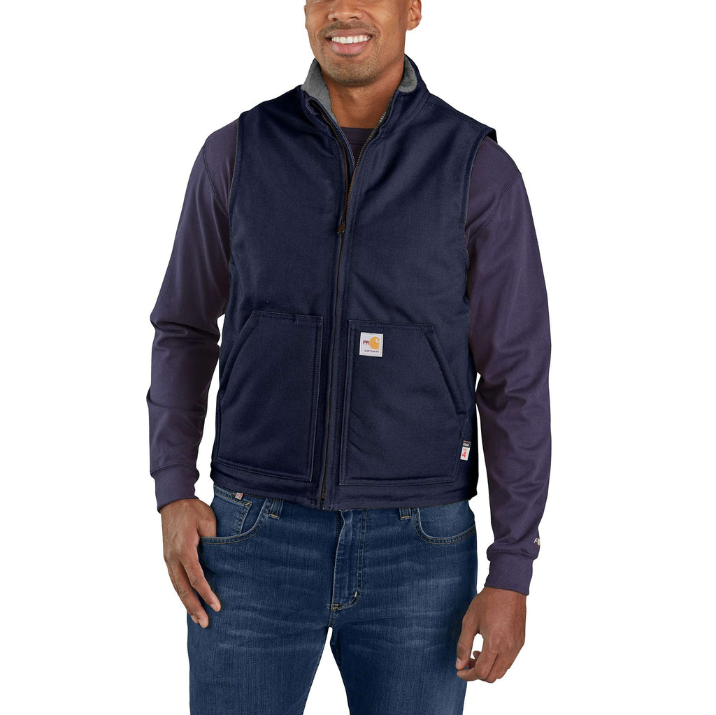 Men's fr duck mock neck sherpa-lined vest - flame resistant vests