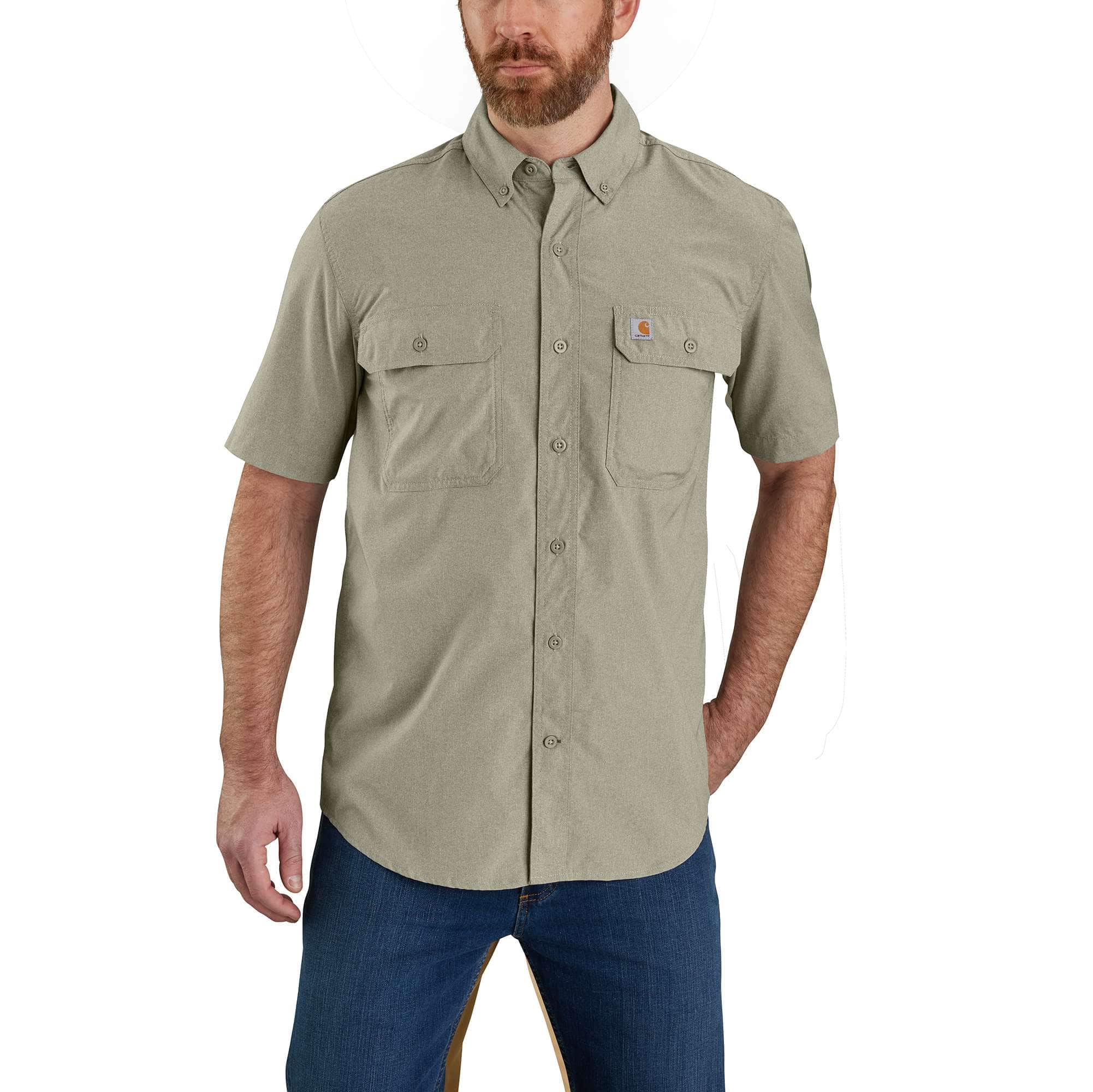 Men's force sun defender™ chambray relaxed fit short sleeve shirt - sun protection shirts