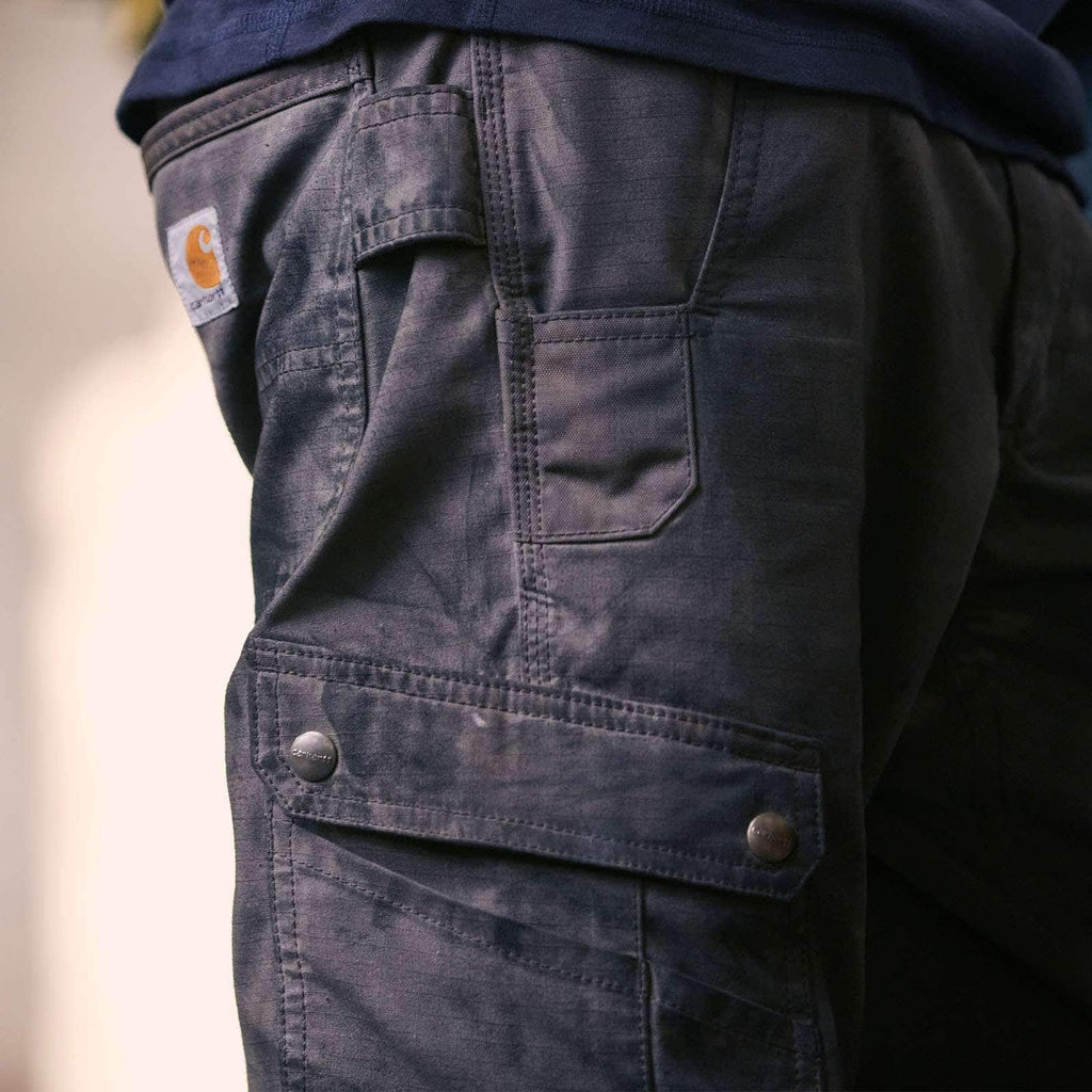 Relaxed straight ripstop double knee cargo pants - work pants