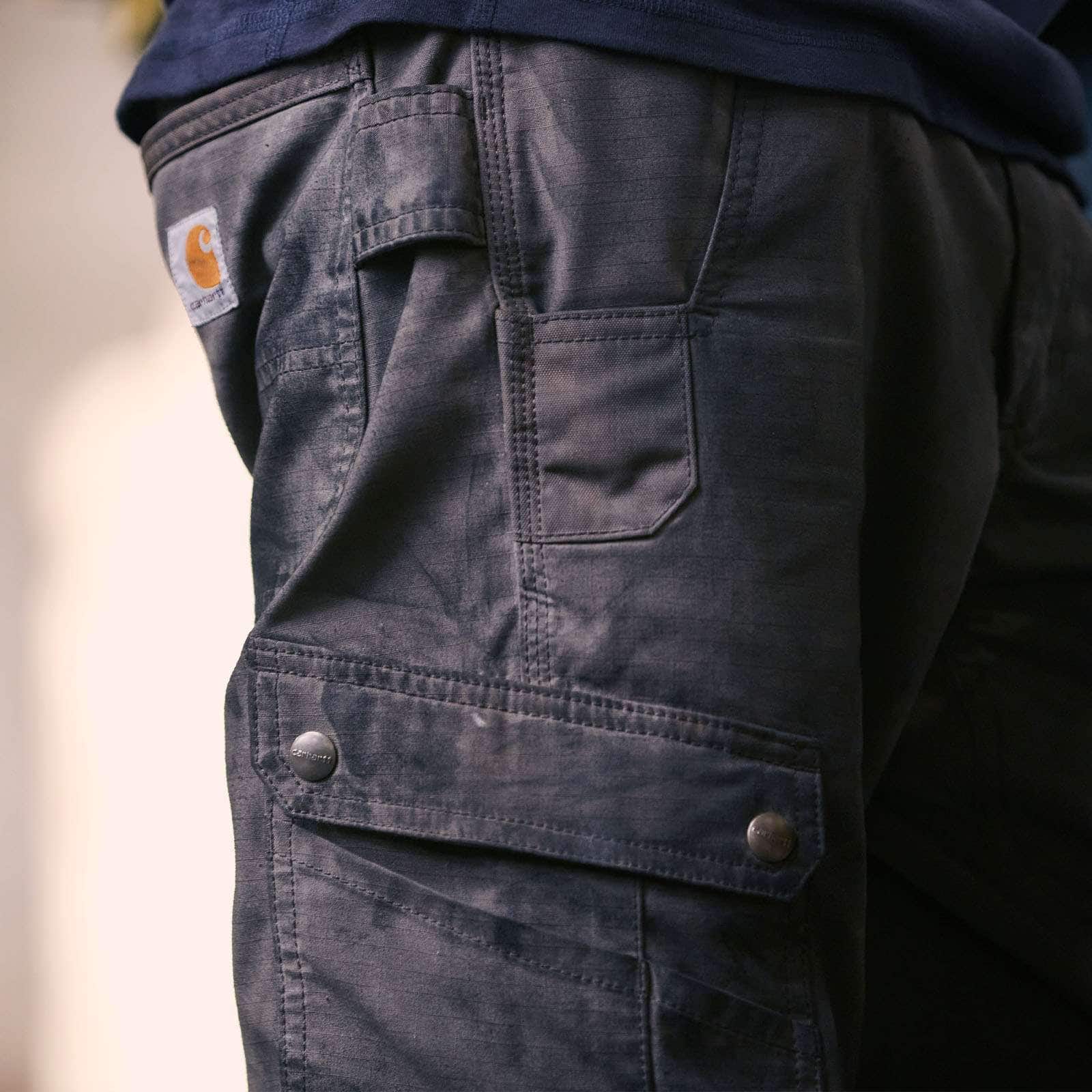 Relaxed straight ripstop double knee cargo pants - work pants