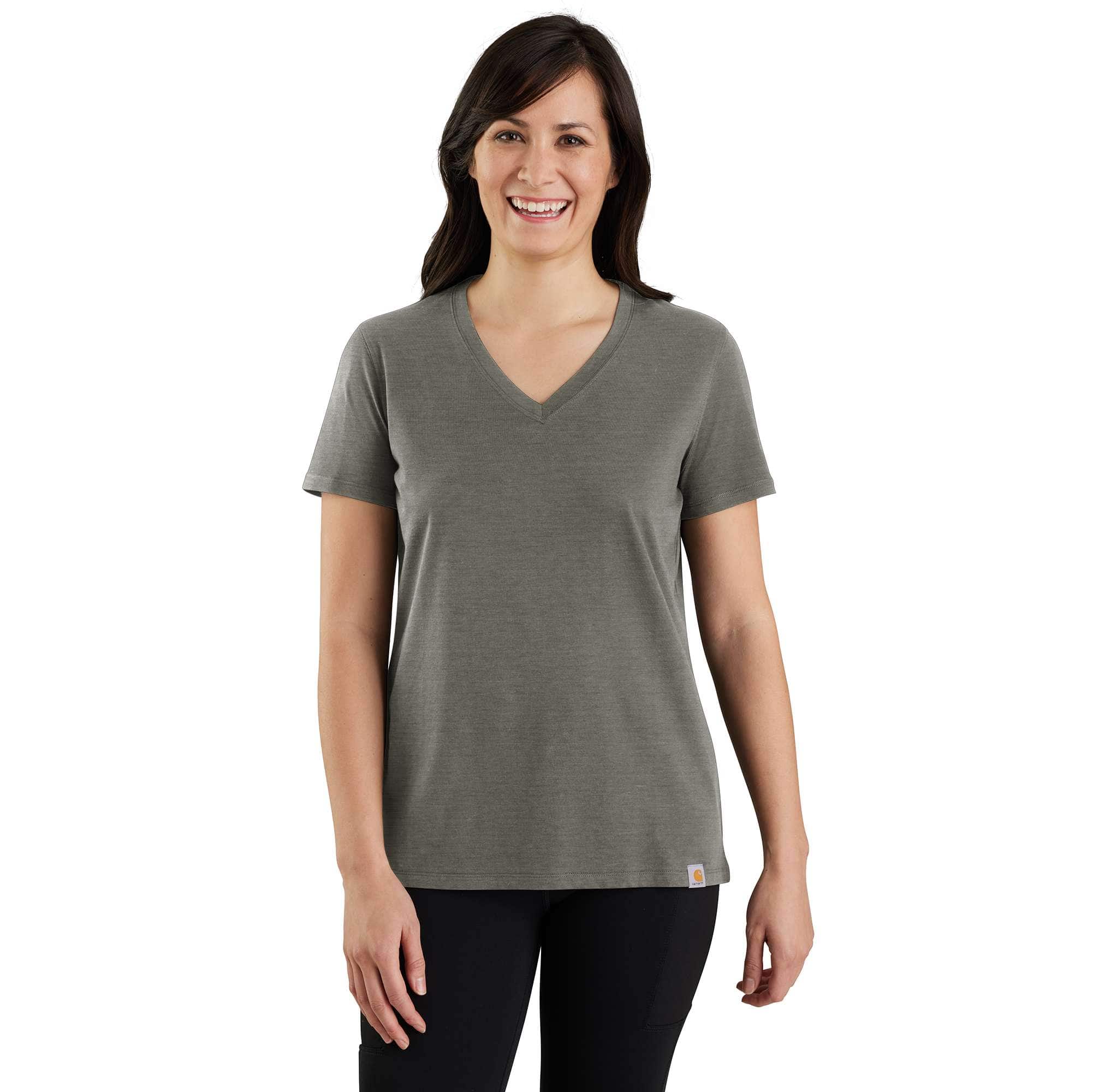 Women's tencel relaxed fit lightweight breathable v-neck t-shirt
