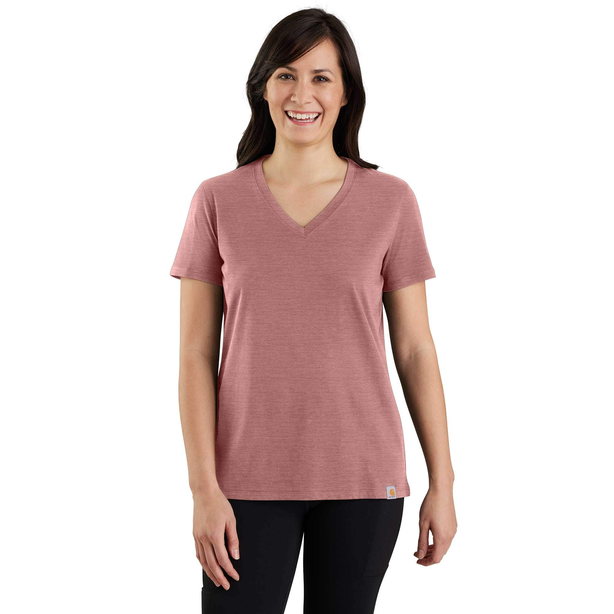 Women's tencel relaxed fit lightweight breathable v-neck t-shirt