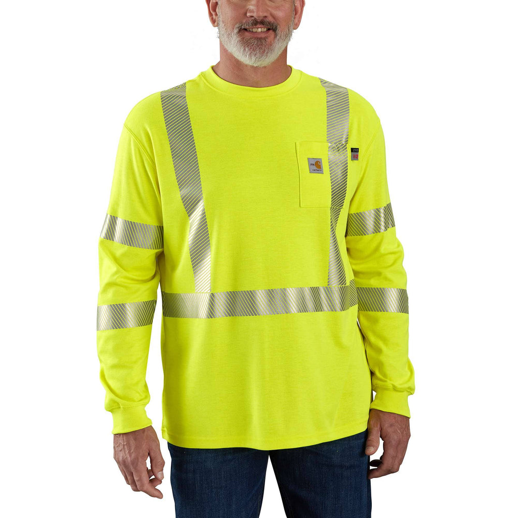 Men's fr high visibility force loose fit long sleeve class 3 t-shirt