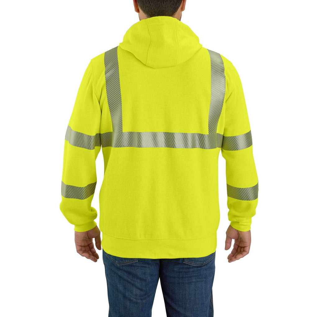 Men's fr high visibility class 3 force full zip hooded sweatshirt