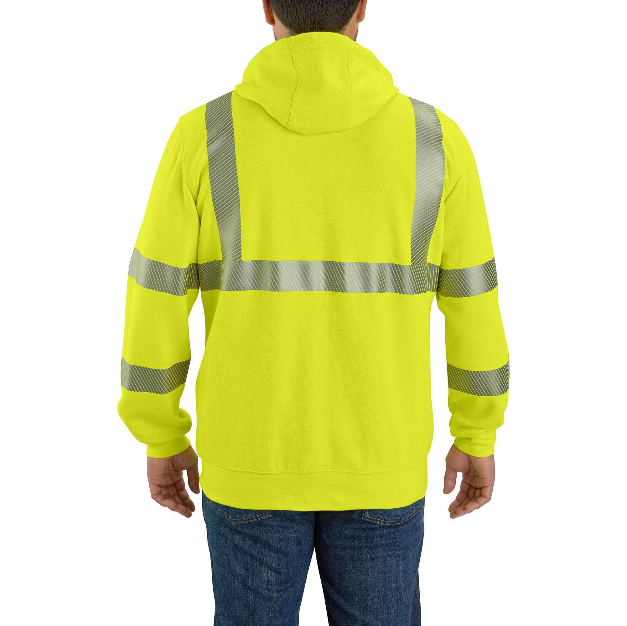 Men's fr high visibility class 3 force full zip hooded sweatshirt