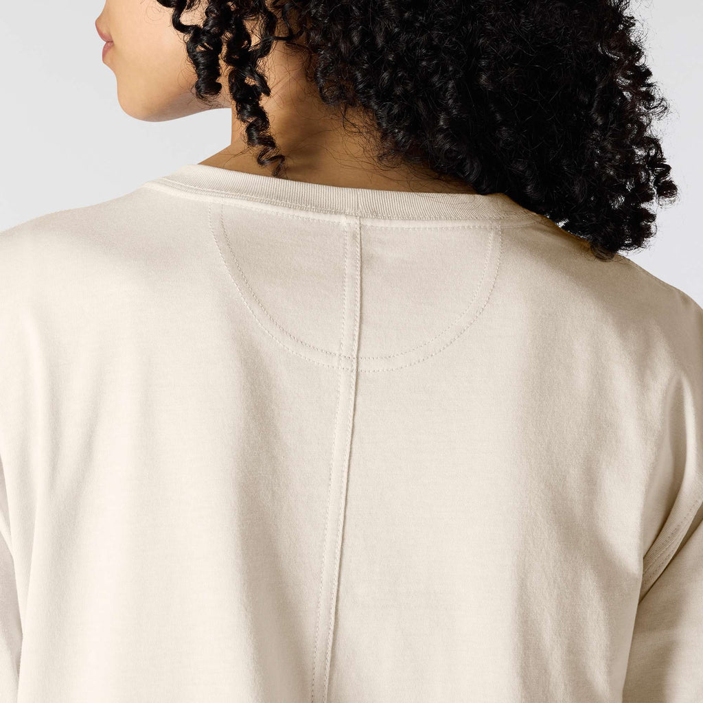 Women's tencel loose fit long sleeve crewneck pocket t-shirt