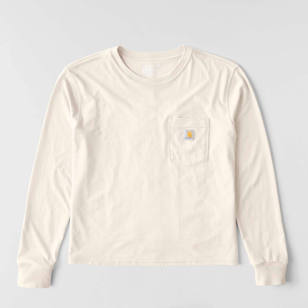 Women's tencel loose fit long sleeve crewneck pocket t-shirt