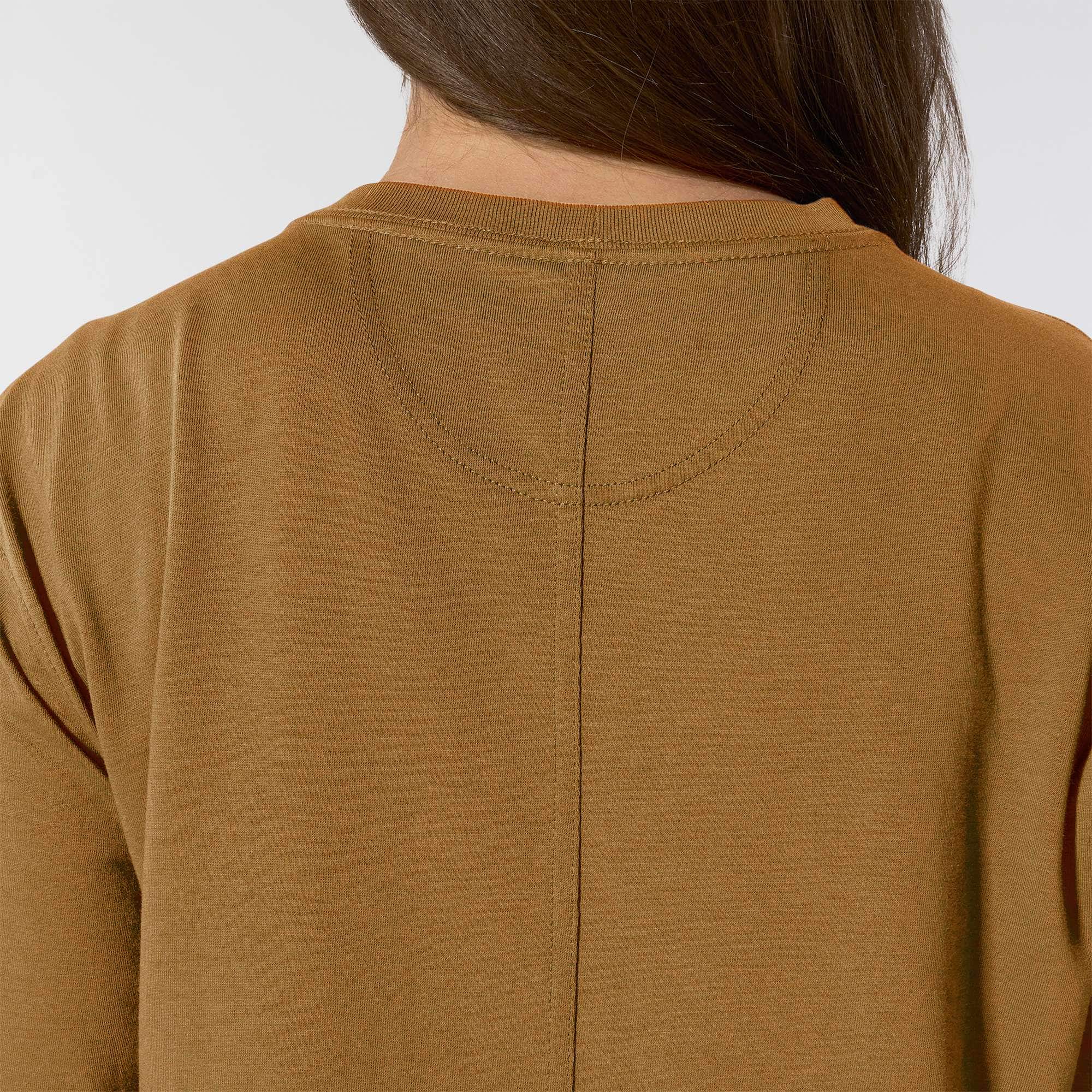 Women's tencel loose fit long sleeve crewneck pocket t-shirt