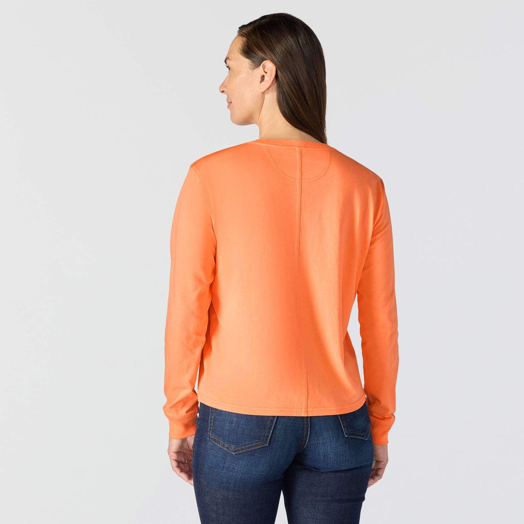 Women's tencel loose fit long sleeve crewneck pocket t-shirt