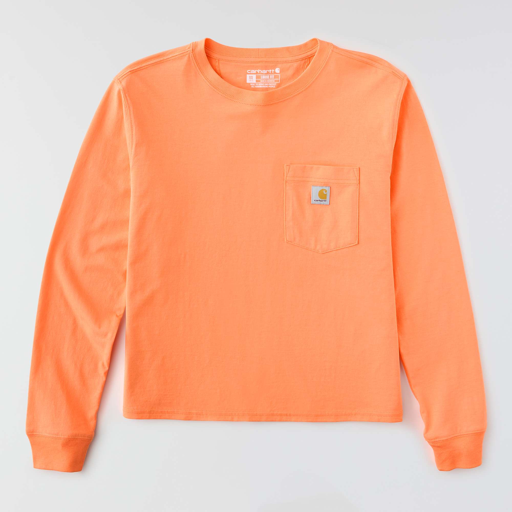 Women's tencel loose fit long sleeve crewneck pocket t-shirt