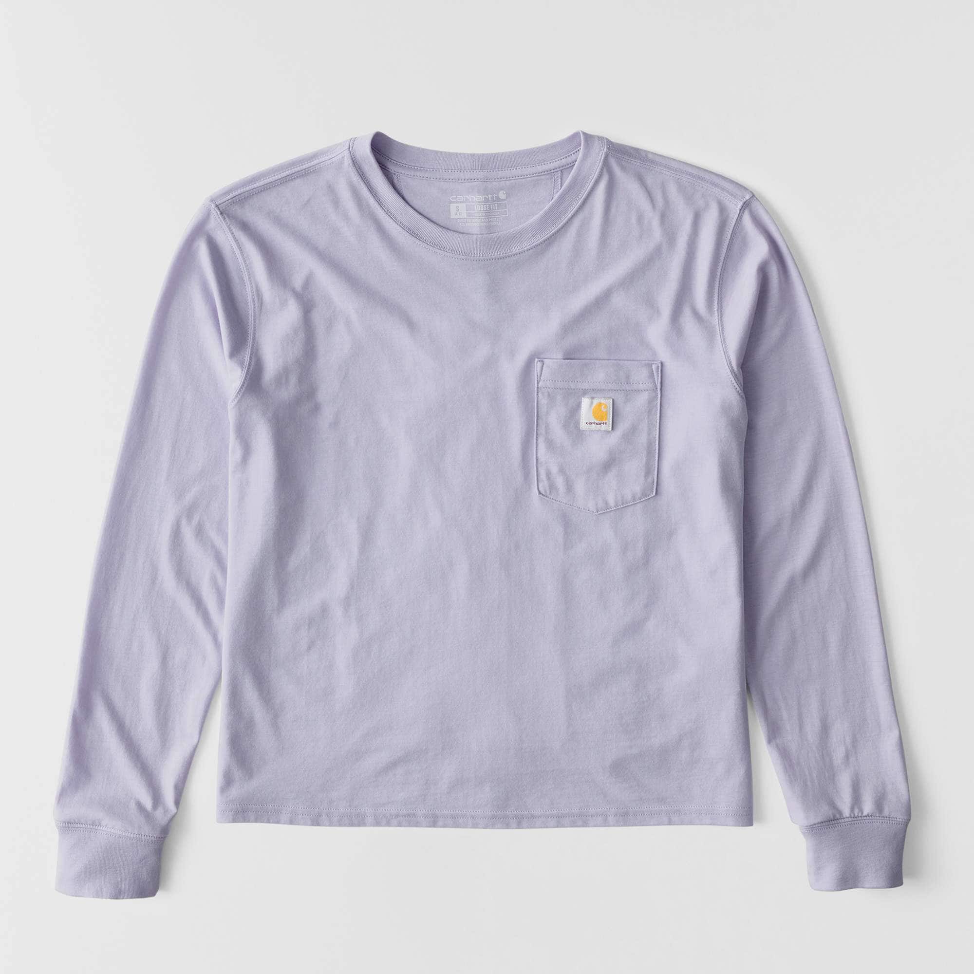 Women's tencel loose fit long sleeve crewneck pocket t-shirt