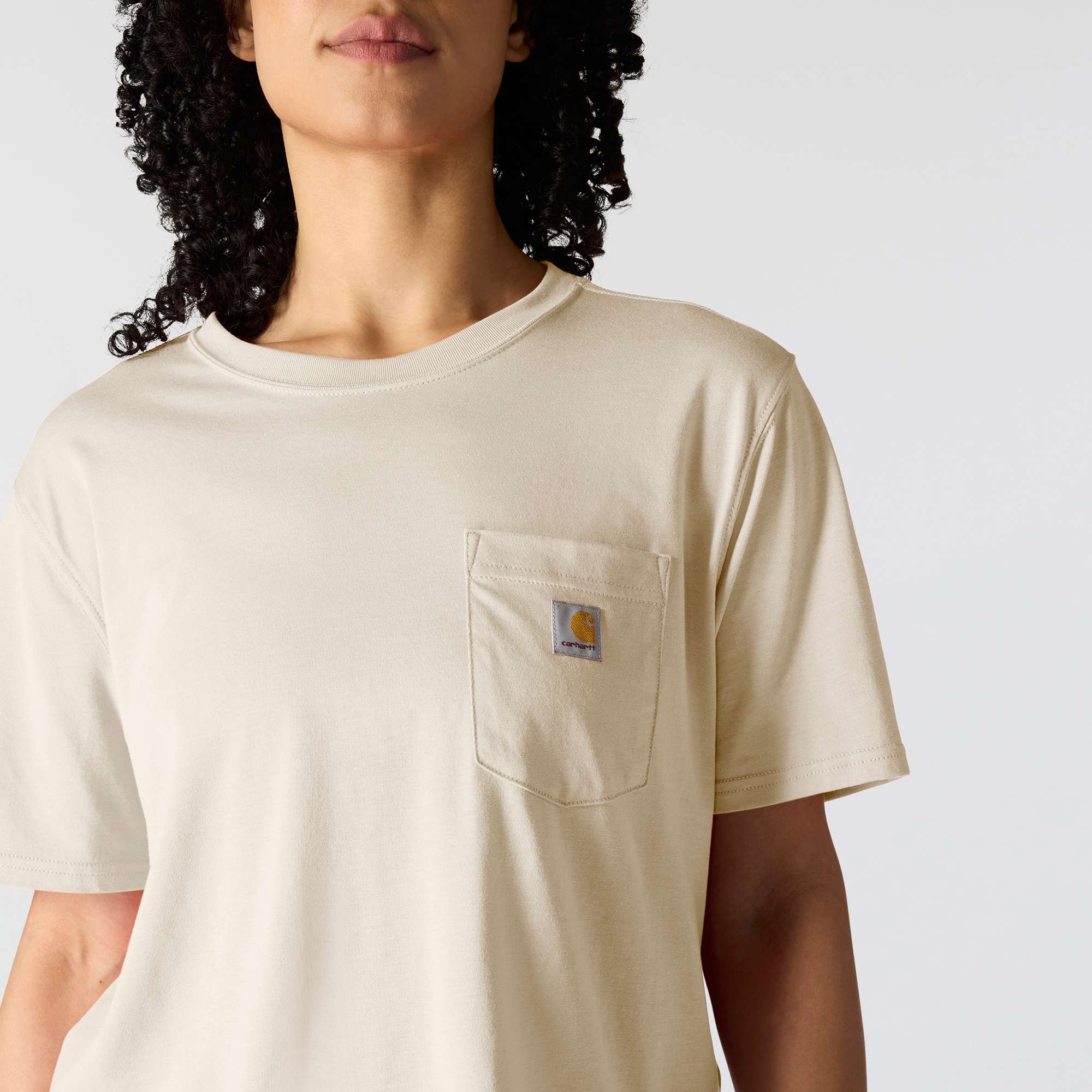 Women's tencel loose fit lightweight crewneck pocket t-shirt