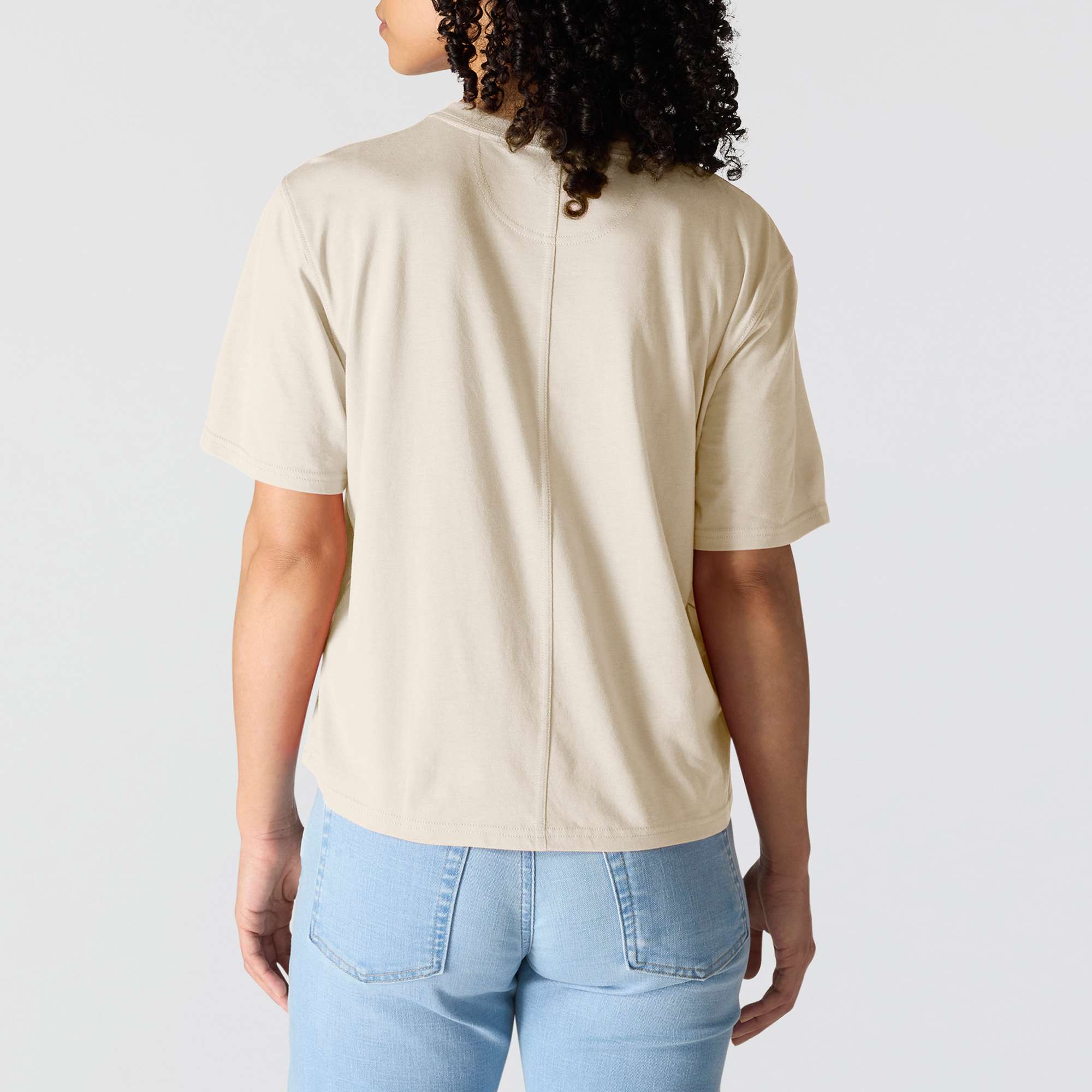 Women's tencel loose fit lightweight crewneck pocket t-shirt