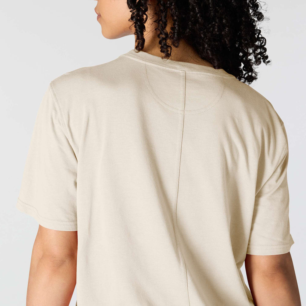 Women's tencel loose fit lightweight crewneck pocket t-shirt