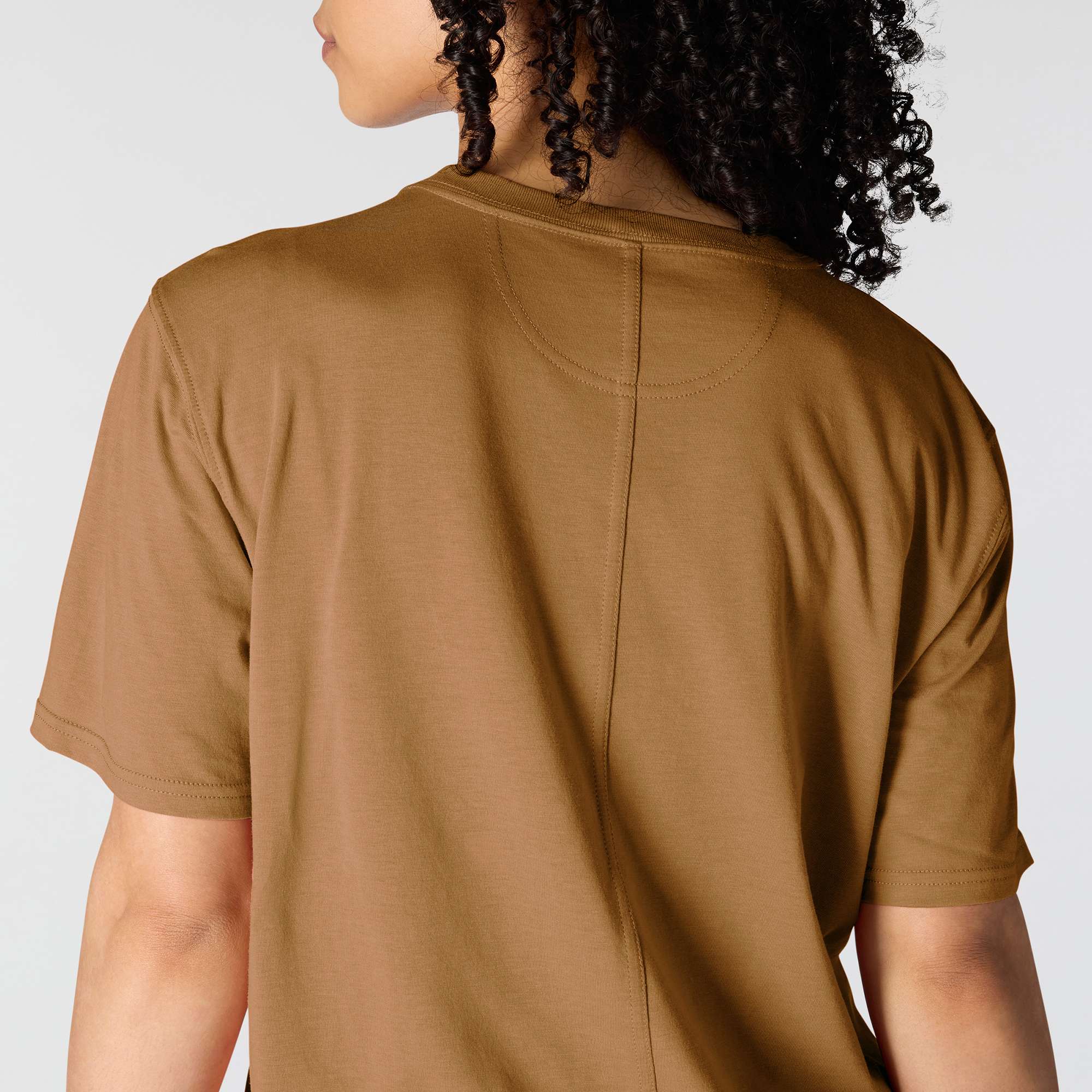 Women's tencel loose fit lightweight crewneck pocket t-shirt