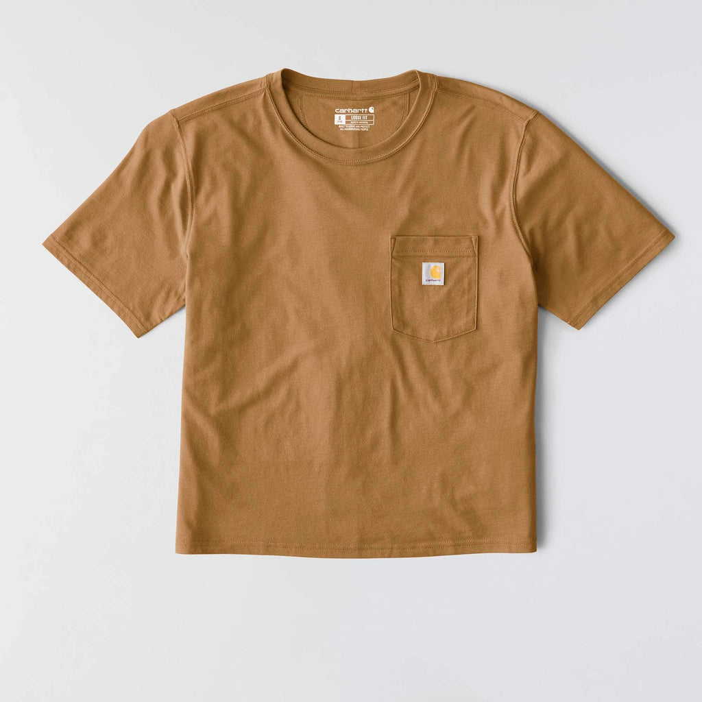 Women's tencel loose fit lightweight crewneck pocket t-shirt