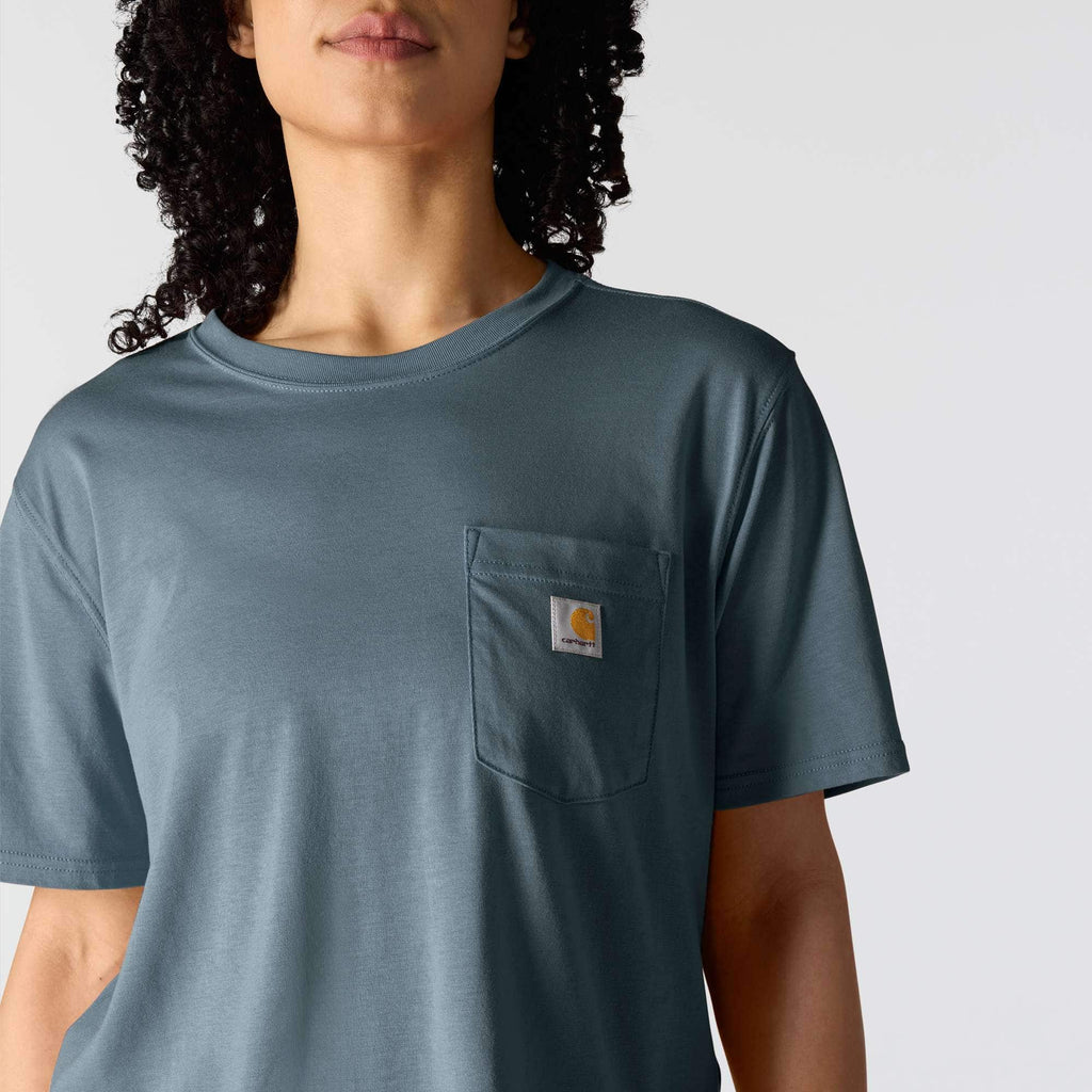 Women's tencel loose fit lightweight crewneck pocket t-shirt