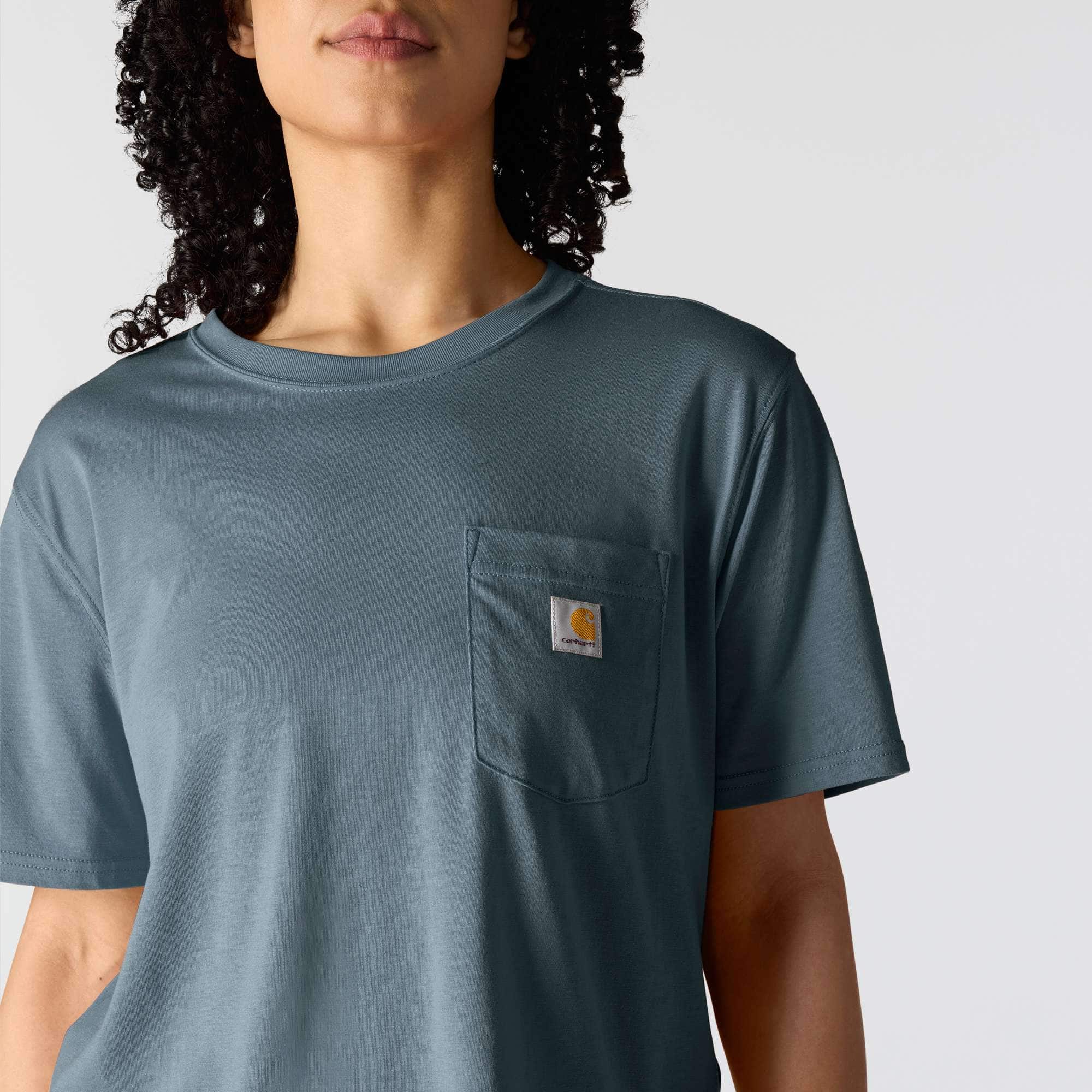 Women's tencel loose fit lightweight crewneck pocket t-shirt