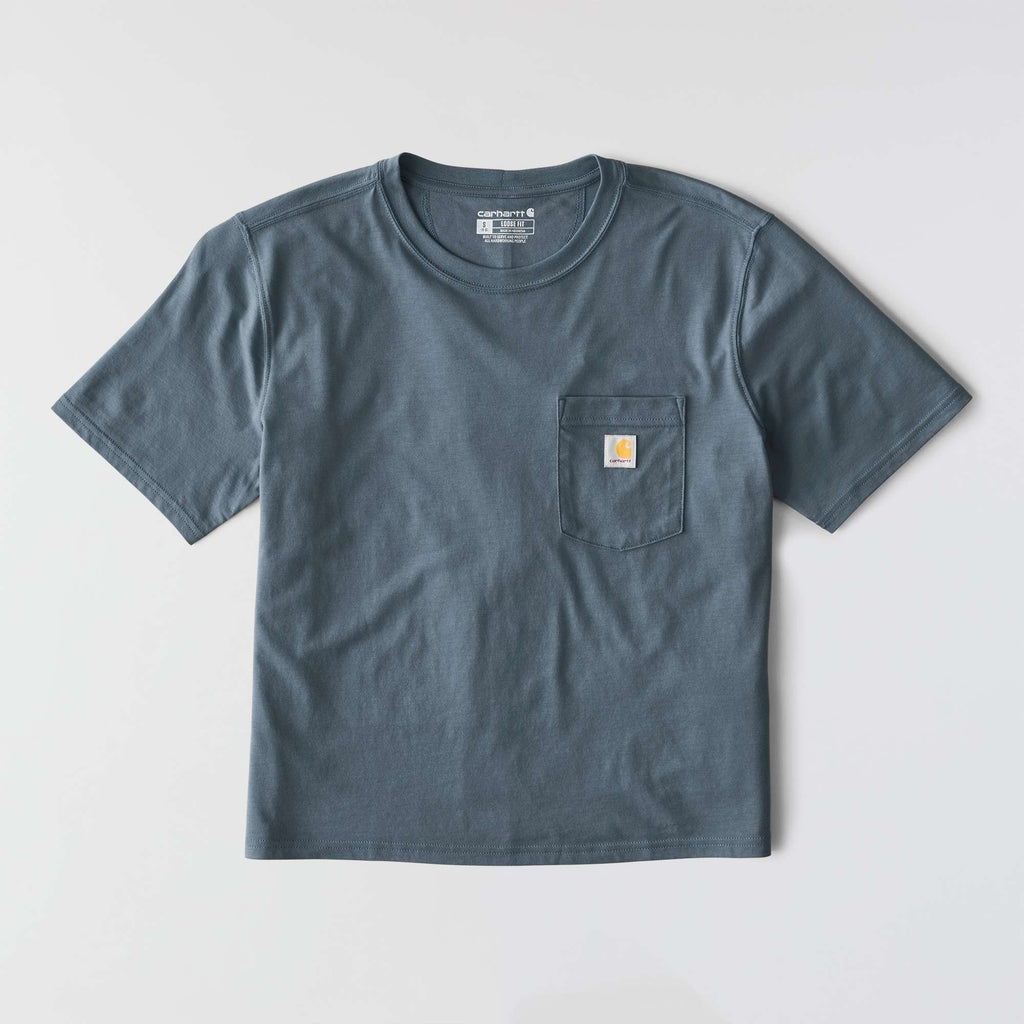 Women's tencel loose fit lightweight crewneck pocket t-shirt