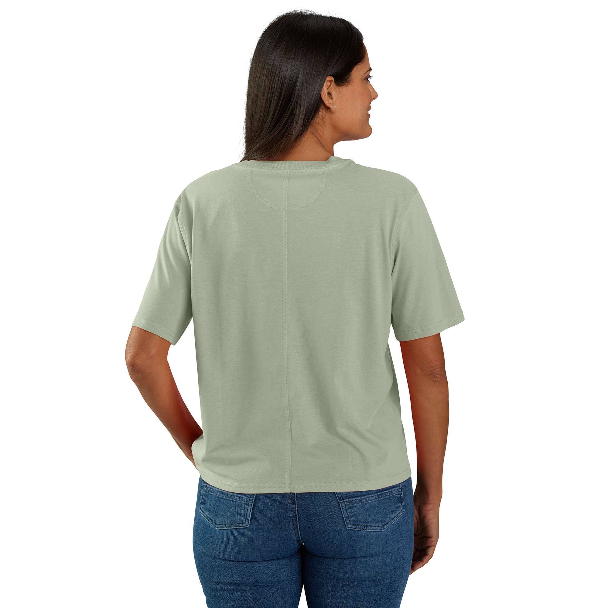 Women's tencel loose fit lightweight crewneck pocket t-shirt