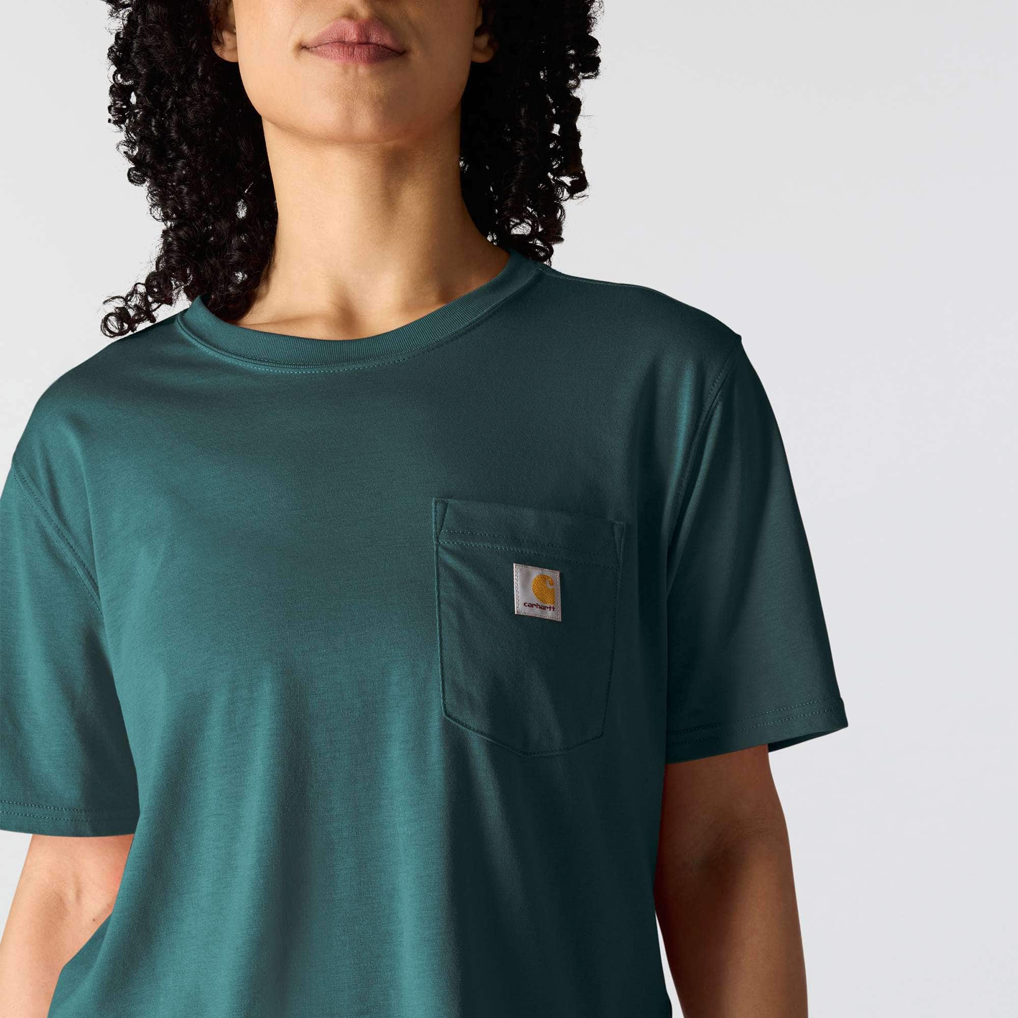 Women's tencel loose fit lightweight crewneck pocket t-shirt