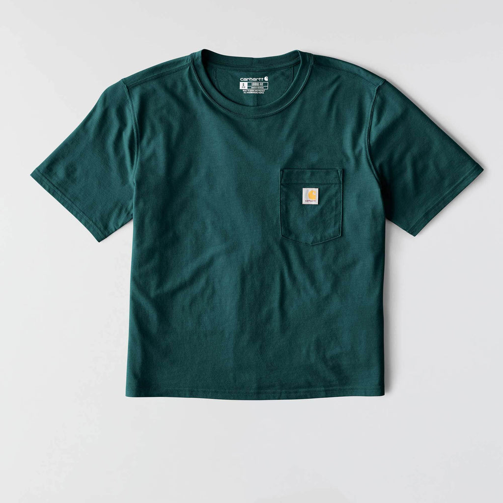 Women's tencel loose fit lightweight crewneck pocket t-shirt