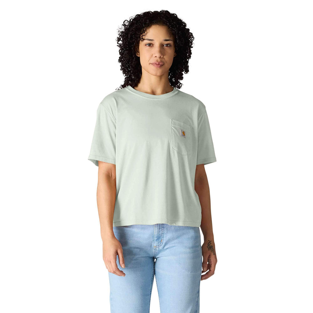 Women's tencel loose fit lightweight crewneck pocket t-shirt