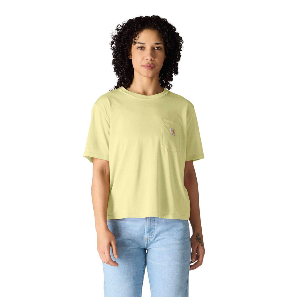Women's tencel loose fit lightweight crewneck pocket t-shirt