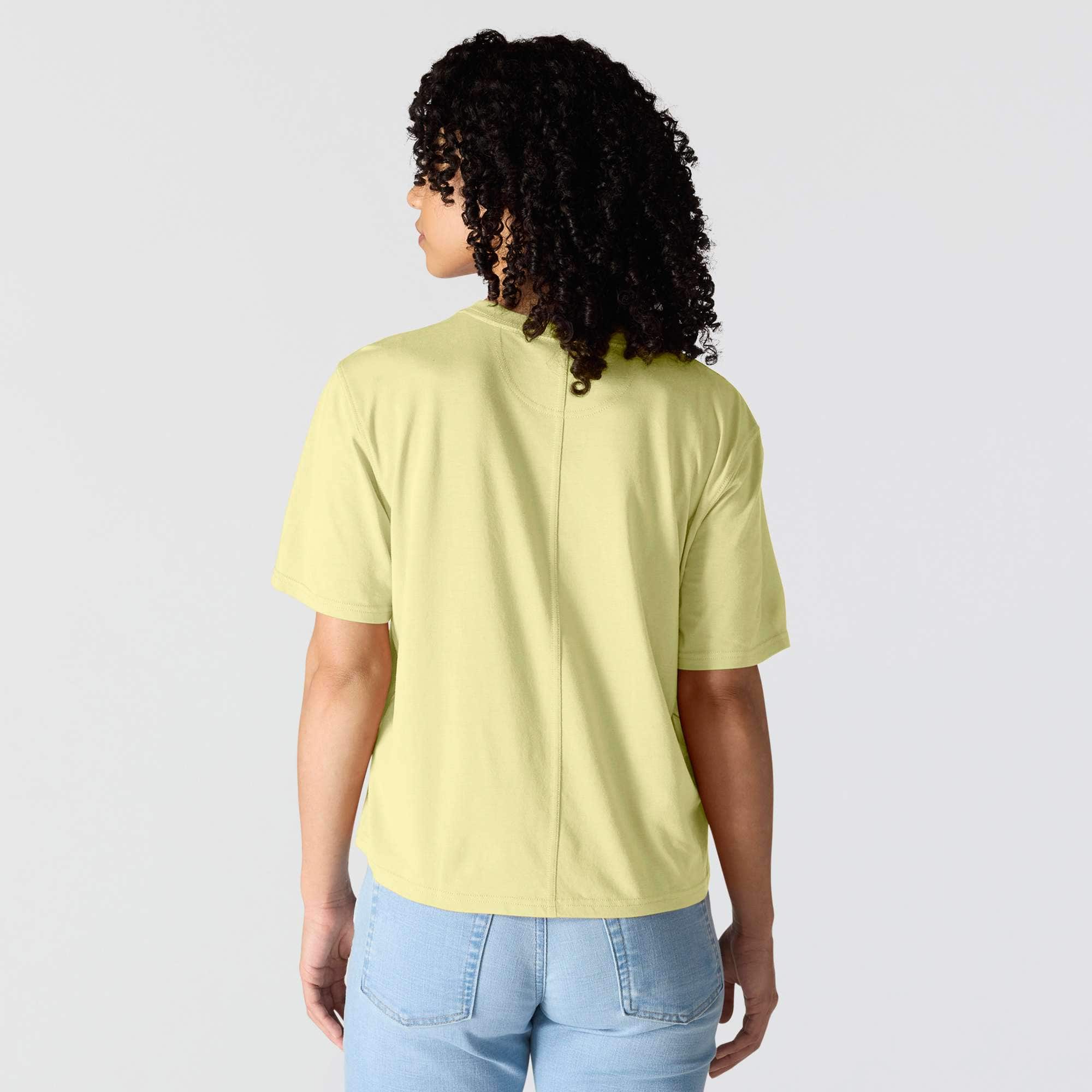 Women's tencel loose fit lightweight crewneck pocket t-shirt