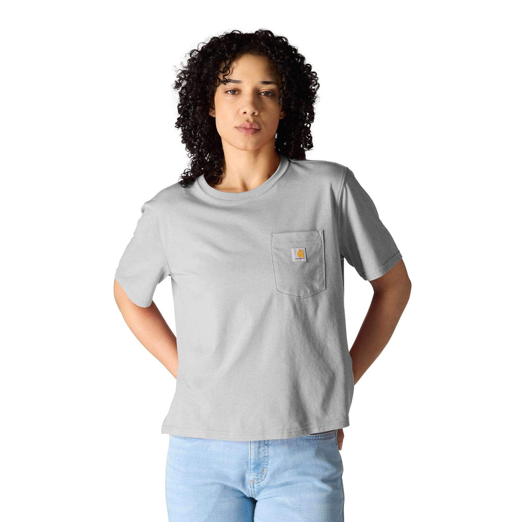 Women's tencel loose fit lightweight crewneck pocket t-shirt