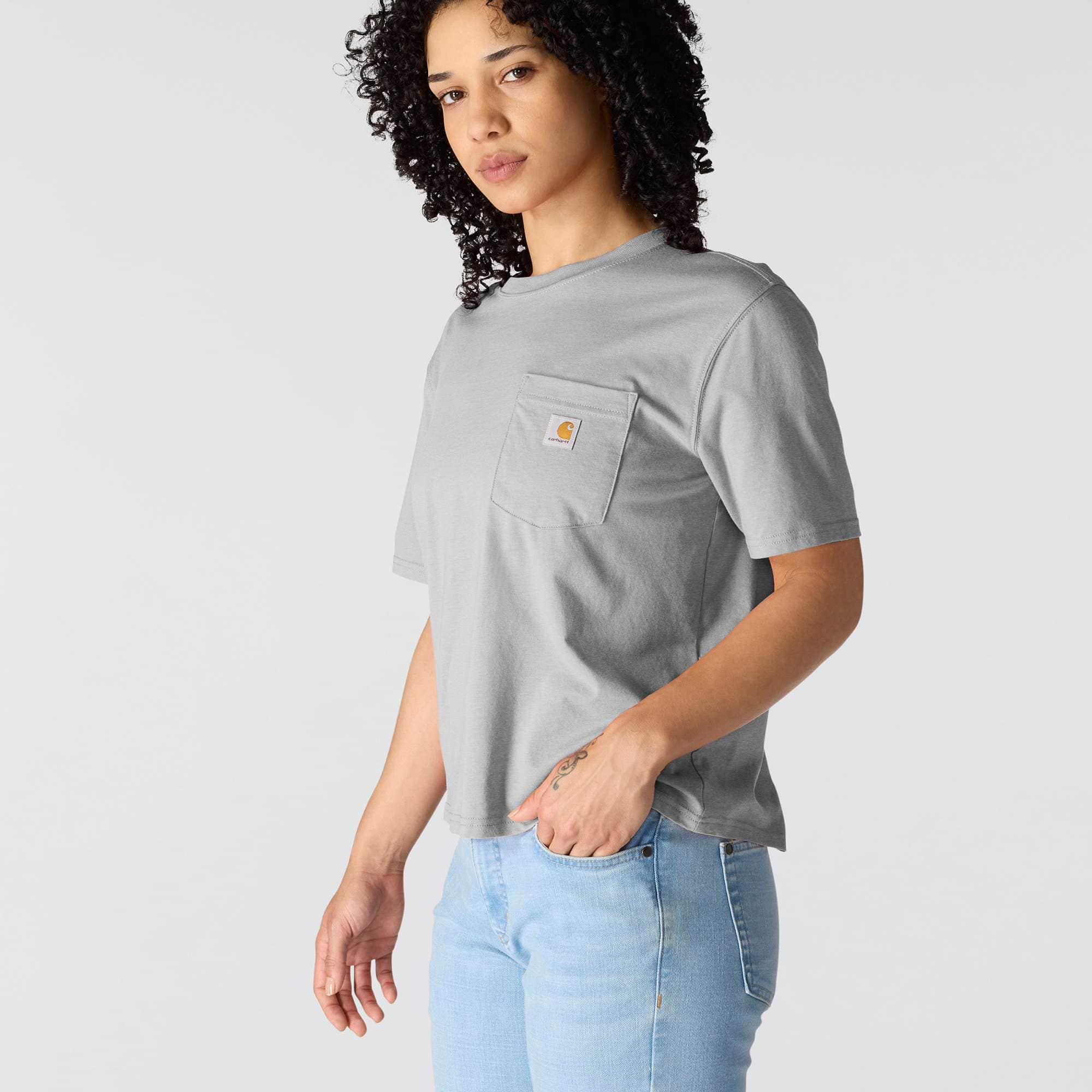 Women's tencel loose fit lightweight crewneck pocket t-shirt