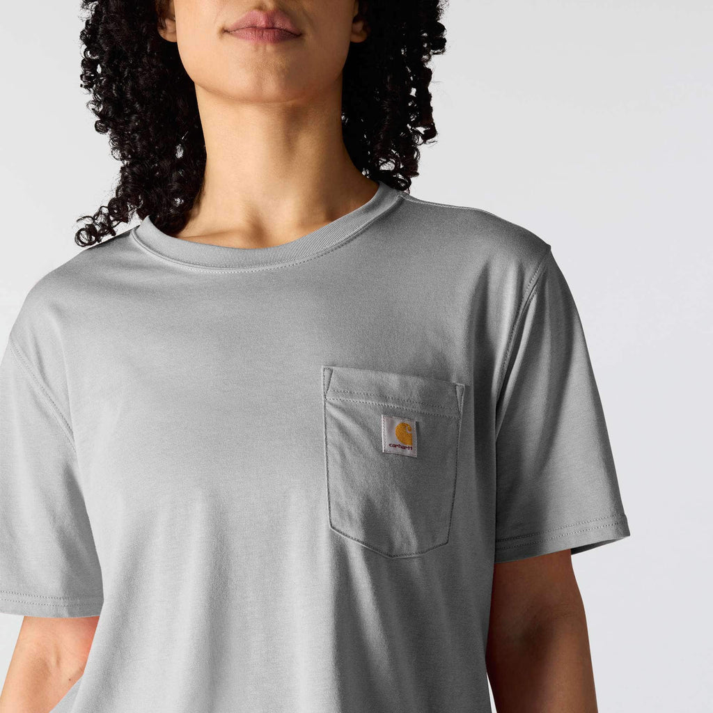 Women's tencel loose fit lightweight crewneck pocket t-shirt