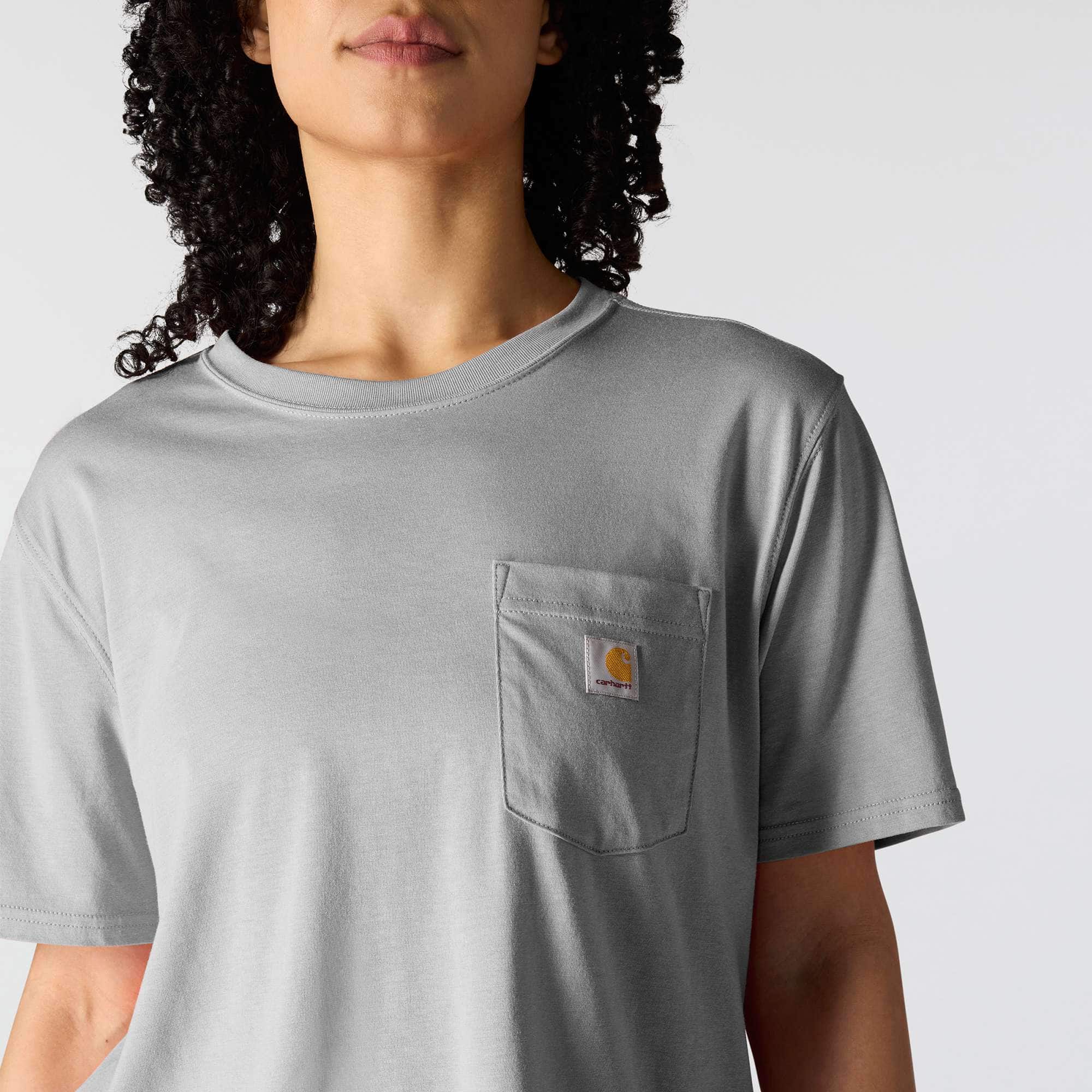 Women's tencel loose fit lightweight crewneck pocket t-shirt